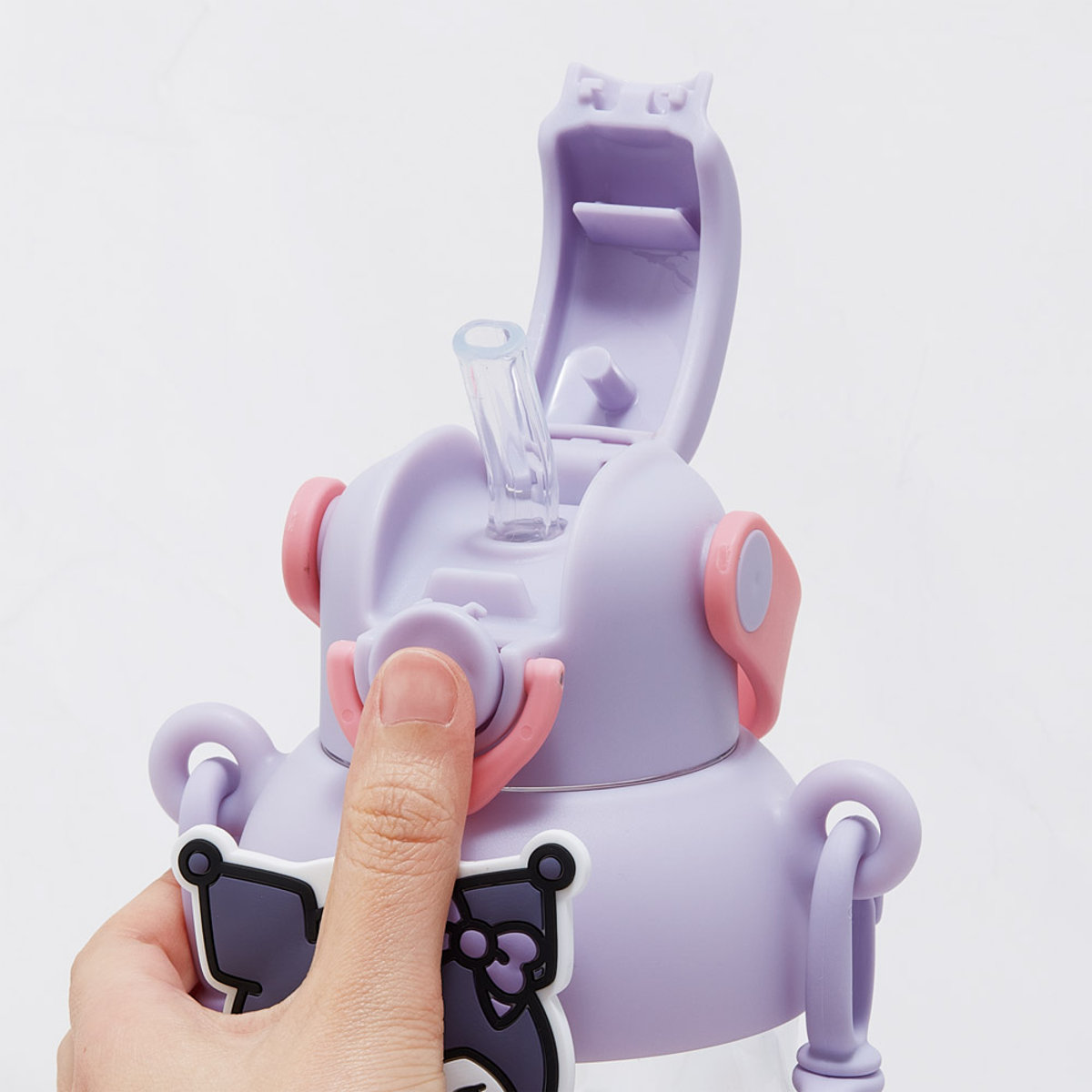 水筒 650ml ラバーマスコット付ストローボトル クロミ 大好きな日々 ( ストロー付ボトル ストローボトル クリアボトル ワンプッシュ ワンタッチ ストロータイプ 子供 子供用水筒 クリア ショルダーベルト 幼稚園 保育園 キッズ )