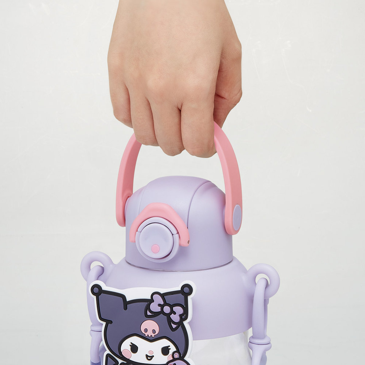 水筒 650ml ラバーマスコット付ストローボトル クロミ 大好きな日々 ( ストロー付ボトル ストローボトル クリアボトル ワンプッシュ ワンタッチ ストロータイプ 子供 子供用水筒 クリア ショルダーベルト 幼稚園 保育園 キッズ )