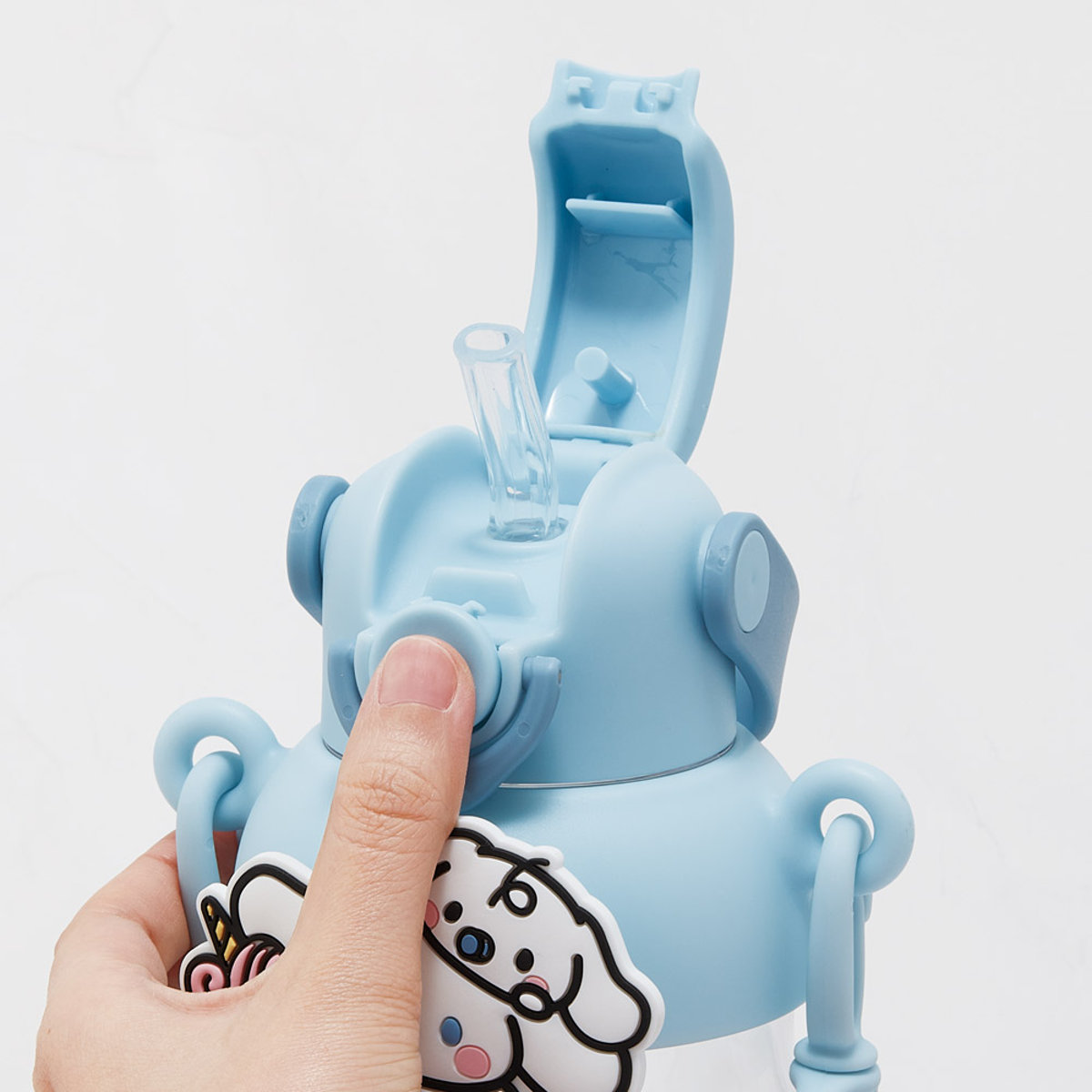 水筒 650ml ラバーマスコット付ストローボトル シナモロール 大好きな日々 ( ストロー付ボトル ストローボトル クリアボトル ワンプッシュ ワンタッチ ストロータイプ 子供 子供用水筒 クリア ショルダーベルト 幼稚園 保育園 )