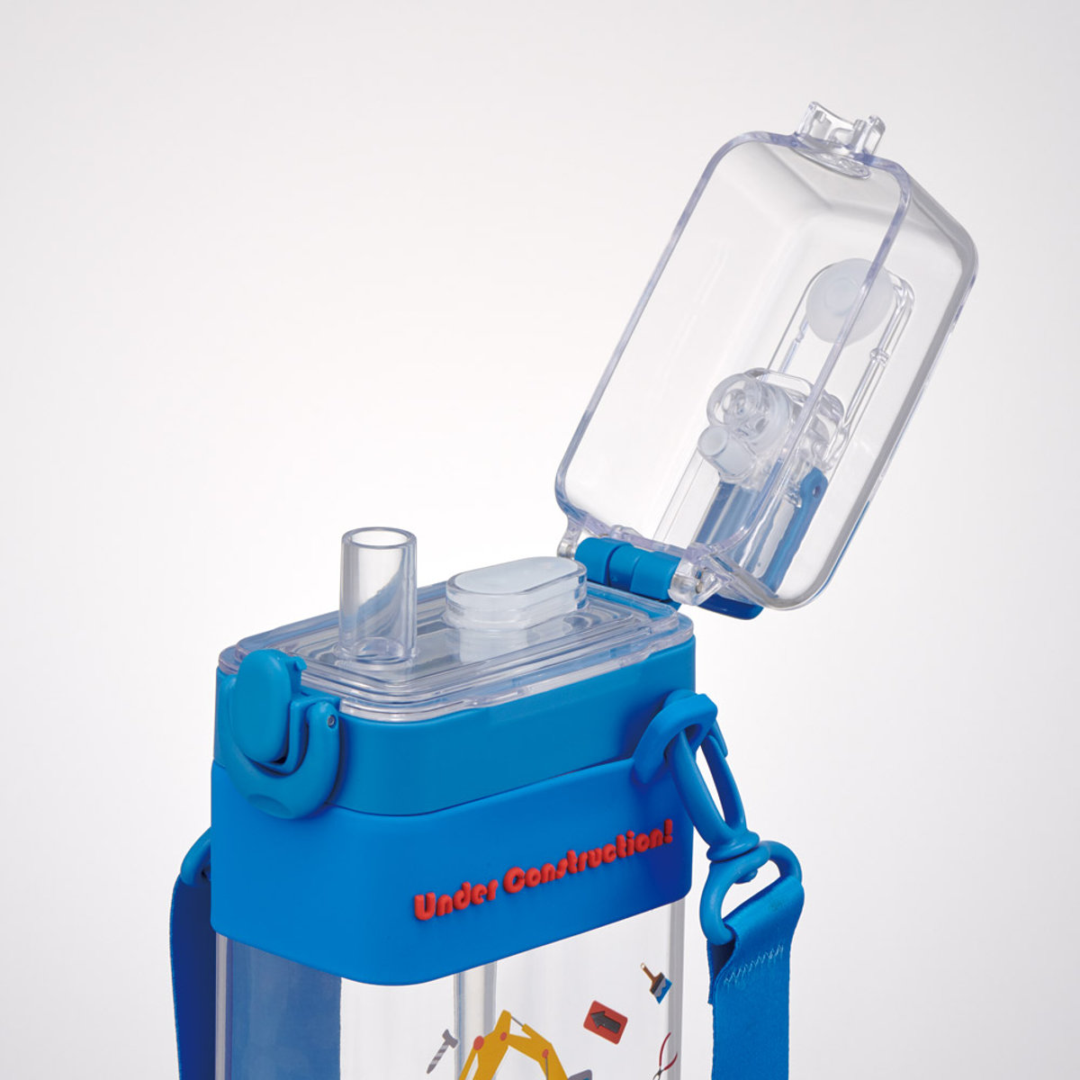 水筒 600ml スクエア2WAYボトル はたらくクルマ ( 直飲み ストローボトル 2way ダイレクト プラスチック 直のみ すいとう ストロー ボトル 軽い キッズ 子供 クリア )