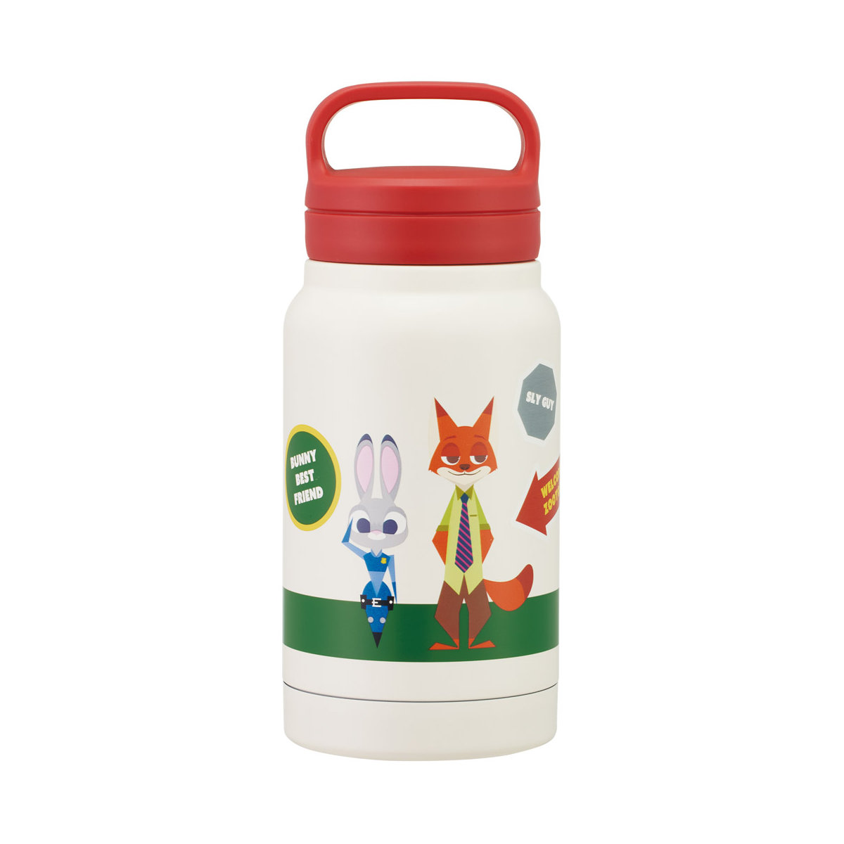 水筒 350ml スクリューハンドルマグボトル ズートピア/ワッペン ( 直飲み 保温 保冷 マグボトル ステンレスボトル ハンドル付き 真空二重構造 マグ ボトル ダイレクトボトル ステンレス マイボトル アウトドア コンパクト )