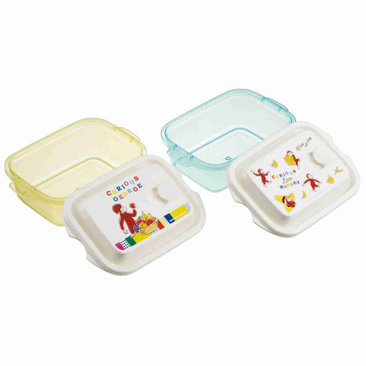 保存容器 500ml エアー弁 ふわっと保存容器 L おさるのジョージ ブロック 2個入り ( プラスチック 電子レンジ対応 フードコンテナ キャラクター 日本製 プラスチック容器 作り置き 弁当箱 保存 容器 食品保存 おしゃれ かわいい )