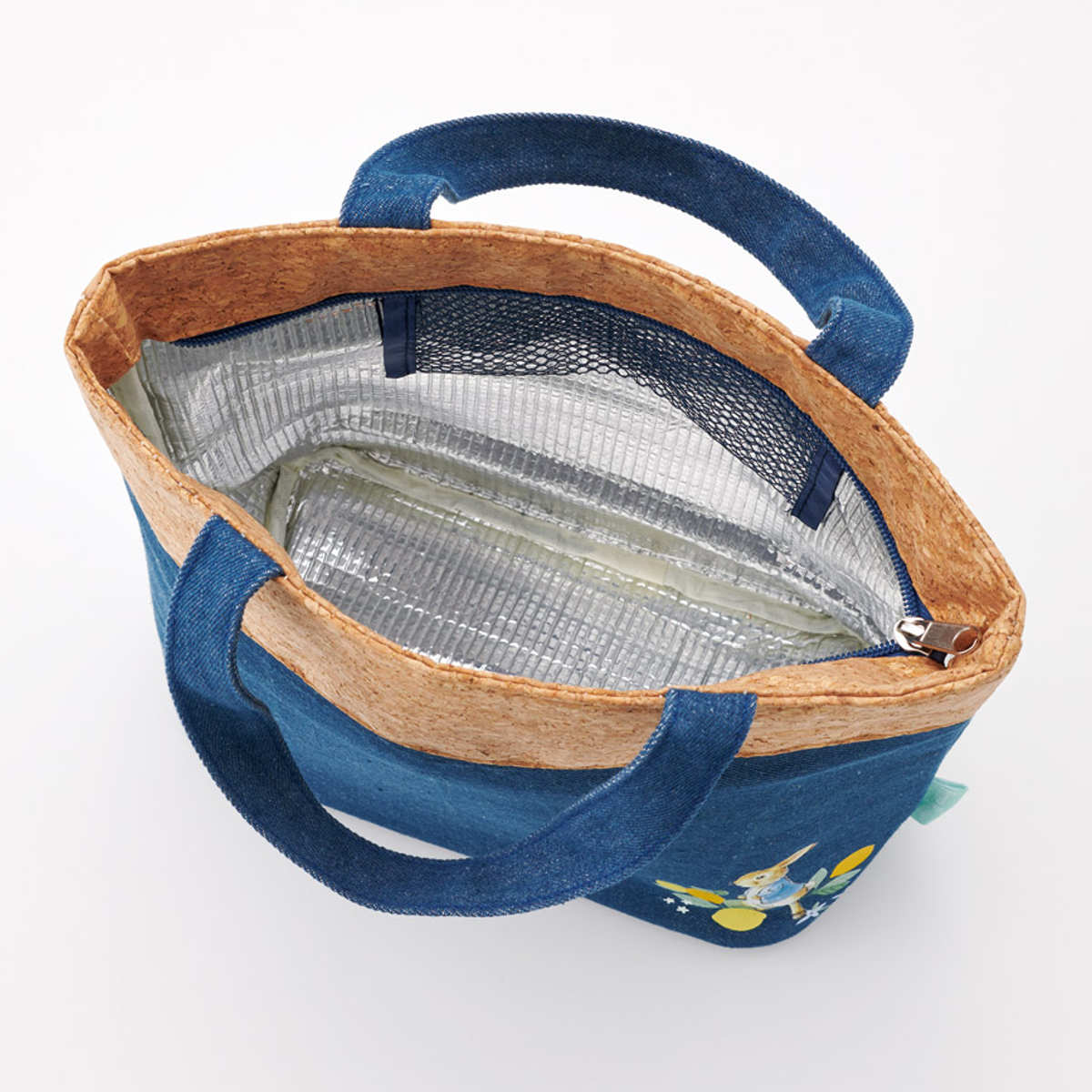 ランチバッグ コルク×デニムランチバックM ピーターラビット シトロン ( お弁当袋 ミニバッグ 手提げ サブバック 鞄 保温 保冷 バッグ トート デニム コルク かばん カバン お弁当用 お弁当入れ 保冷剤 保冷ランチバッグ )