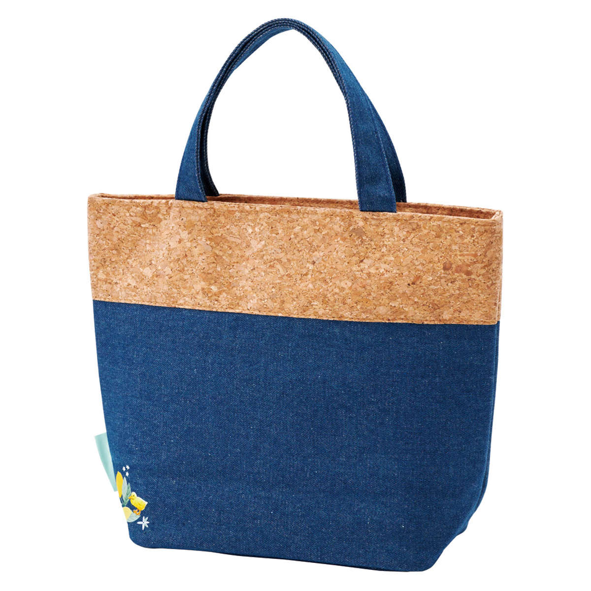 ランチバッグ コルク×デニムランチバックM ピーターラビット シトロン ( お弁当袋 ミニバッグ 手提げ サブバック 鞄 保温 保冷 バッグ トート デニム コルク かばん カバン お弁当用 お弁当入れ 保冷剤 保冷ランチバッグ )