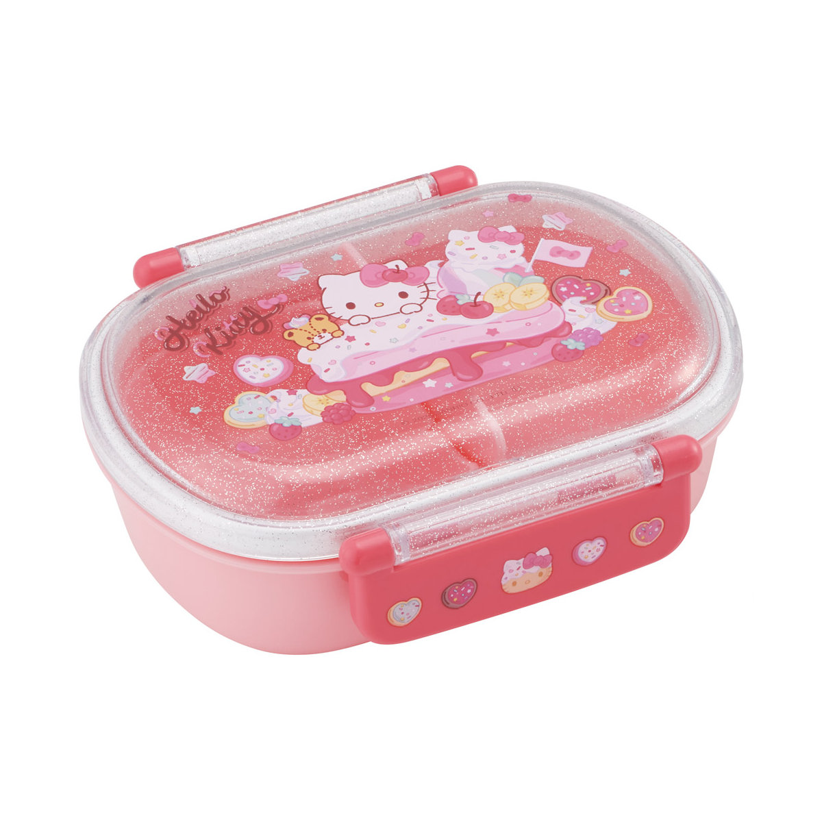 弁当箱 360ml ふわっとタイトランチBOX キティファンシー ( ランチボックス 食洗機対応 レンジ対応 抗菌 日本製 ドーム蓋 キッズ 子供 食洗機OK レンジOK お弁当 弁当 一段 2点ロック 抗菌加工 )