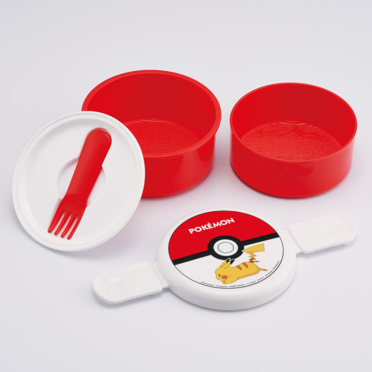 弁当箱 500ml 丸型ランチボックス2段 モンスターボール25 ( お弁当箱 丸型 ランチボックス レンジ対応 日本製 レンジOK お弁当 弁当 フォーク付き おにぎり 子ども用お弁当箱 2段弁 )