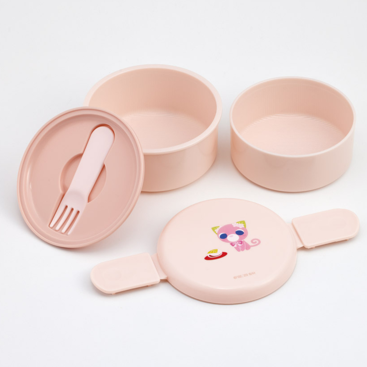 弁当箱 500ml 丸型ランチボックス2段 お茶犬サクラ ( お弁当箱 丸型 ランチボックス レンジ対応 日本製 レンジOK お弁当 弁当 フォーク付き おにぎり 子ども用お弁当箱 2段弁 )