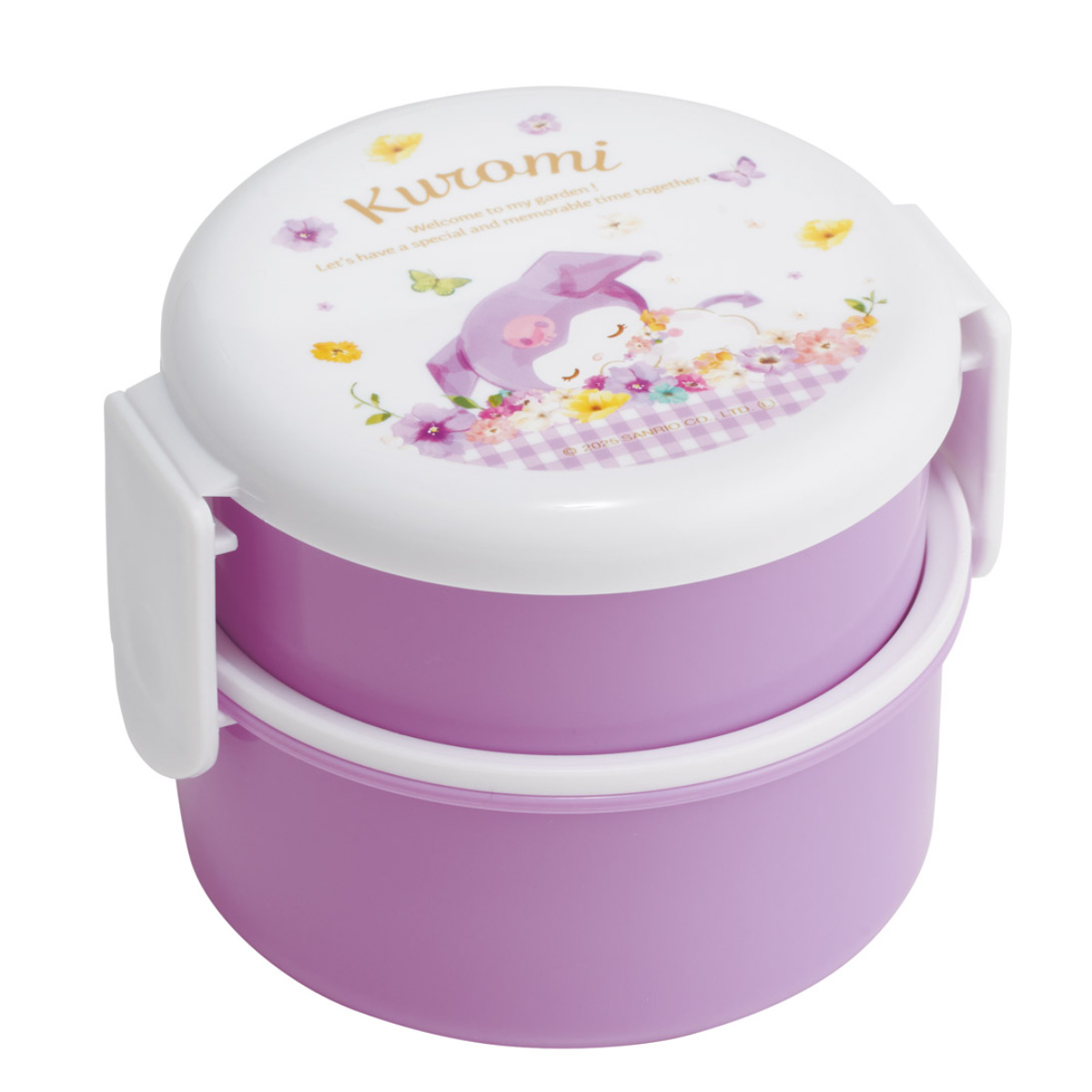 弁当箱 500ml 丸型ランチボックス2段 クロミパステル水彩花柄 ( お弁当箱 丸型 ランチボックス レンジ対応 日本製 レンジOK お弁当 弁当 フォーク付き おにぎり 子ども用お弁当箱 2段弁 )