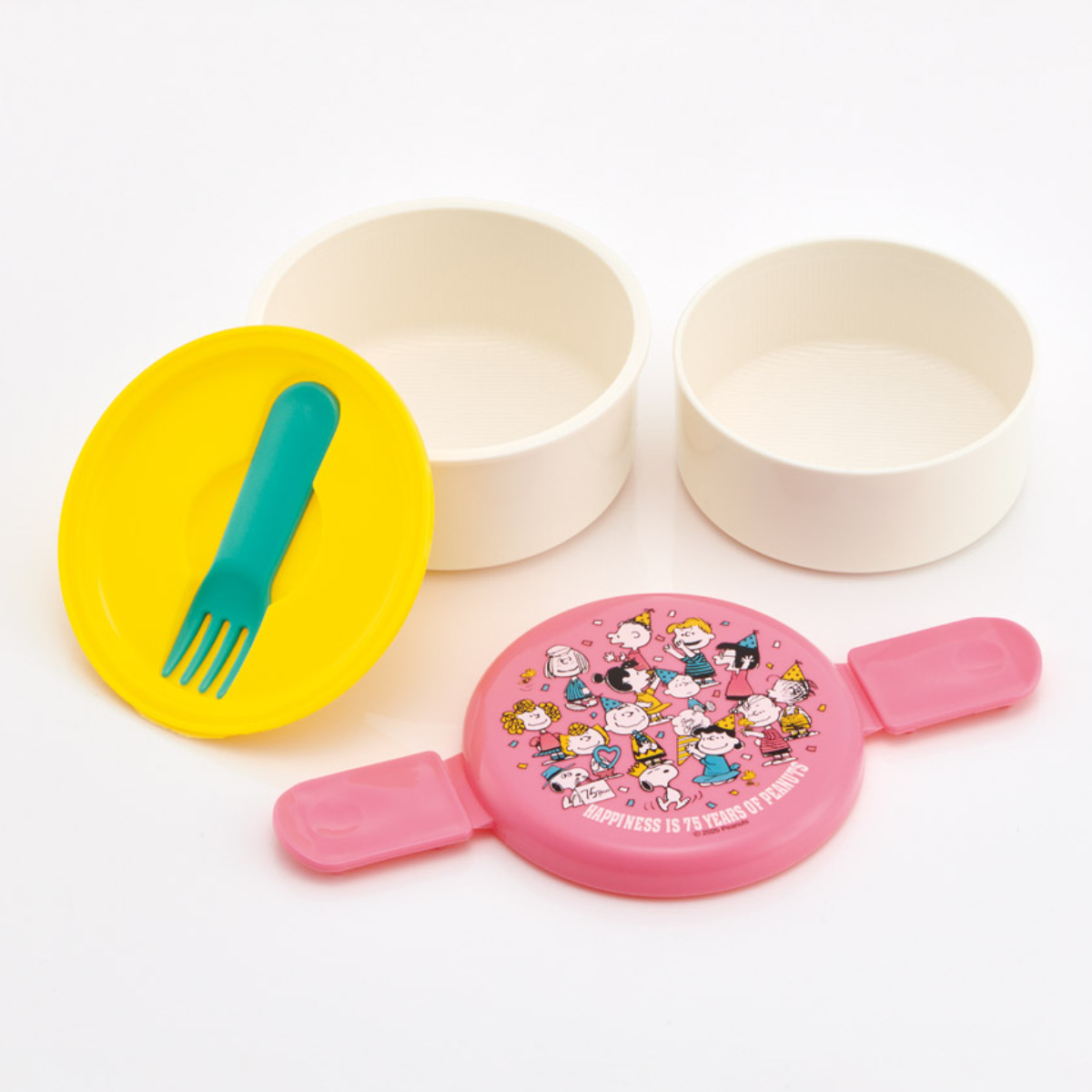 弁当箱 500ml 抗菌丸型ランチBOX2段 SN75アニバーサリ ( 食洗機対応 抗菌 丸型 ランチボックス レンジ対応 二段 日本製 レンジOK 食洗機OK お弁当 弁当 フォーク付き 銀 AG 抗菌加工 )