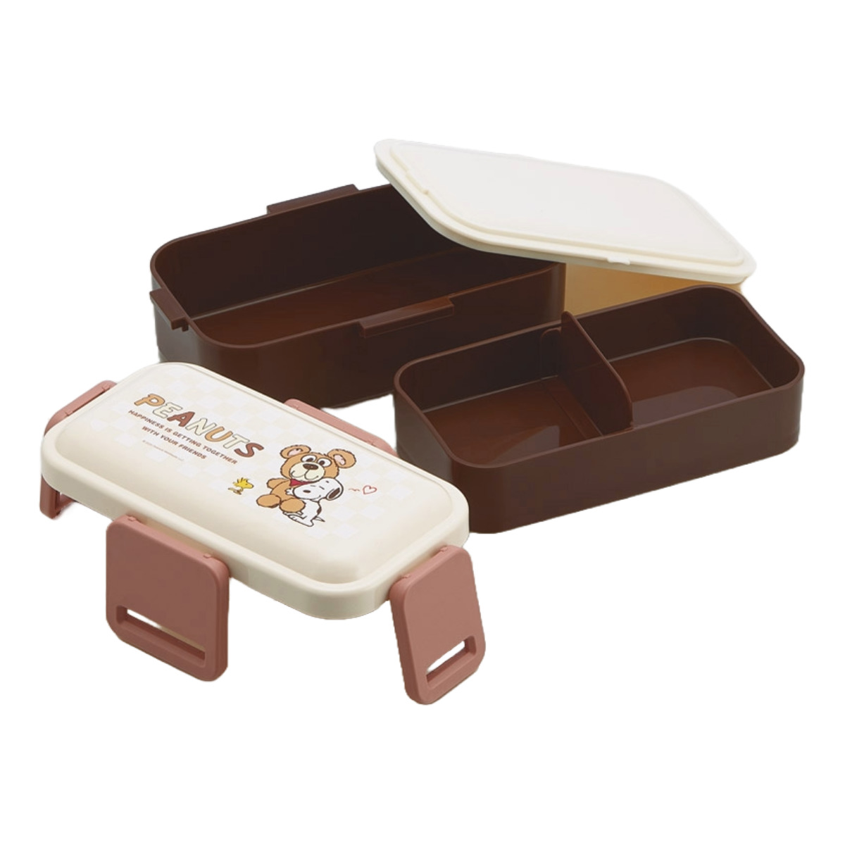 弁当箱 600ml 2段ふわっと弁当箱 SN and BEAR ( ランチボックス 食洗機対応 レンジ対応 二段 ドーム型 4点ロック 日本製 仕切り付き 食洗機OK レンジOK お弁当 弁当 二段弁当 )