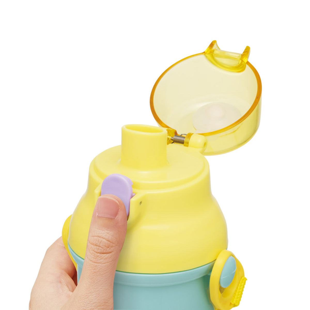 水筒 480ml 直飲プラワンタッチボトル しまじろうPOP ( 子供用 プラスチック製 ダイレクトボトル 直飲み ワンタッチ 日本製 ショルダーベルト付き 広口 軽量 ボトル ワンプッシュ )