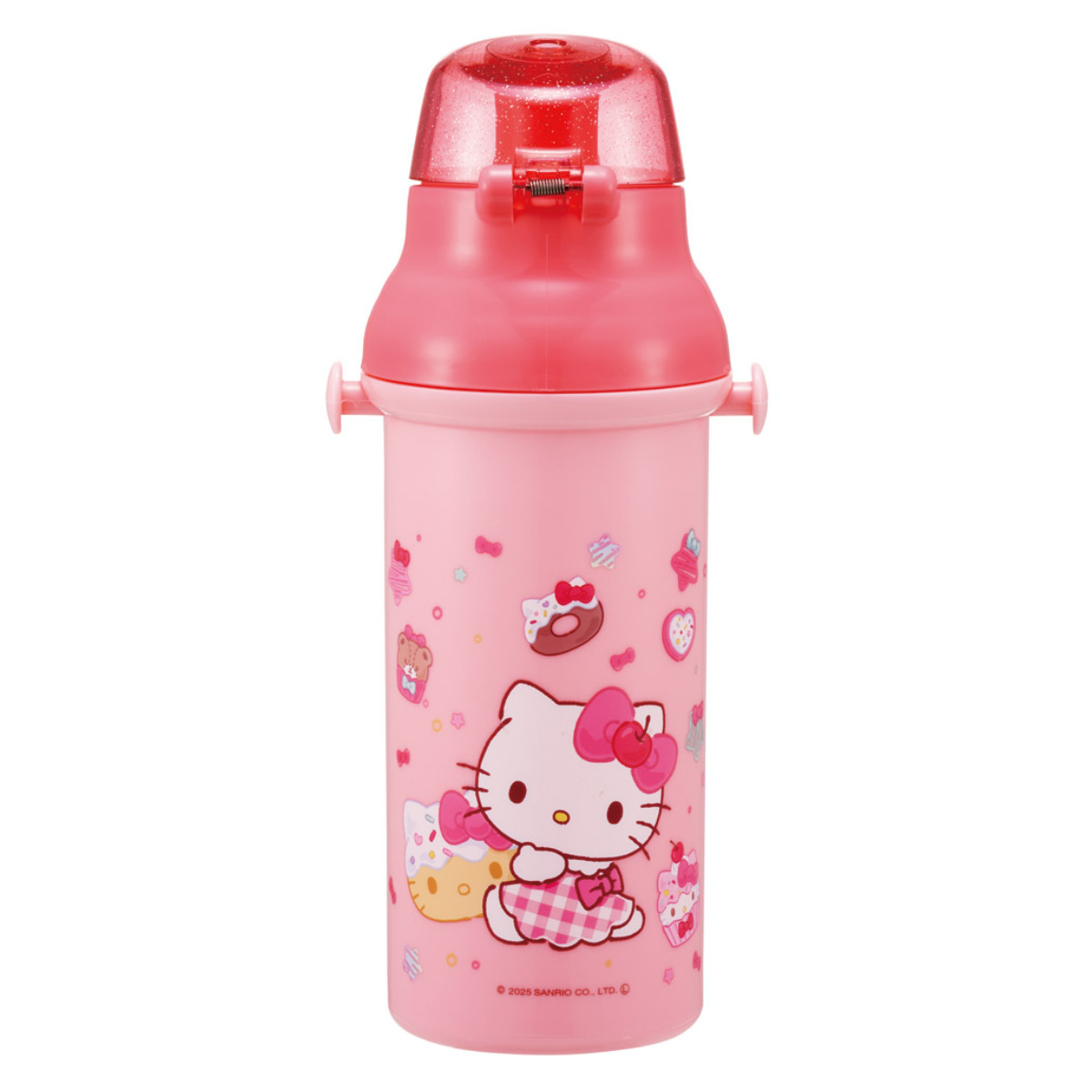 水筒 480ml 直飲プラワンタッチボトル キティファンシー ( 子供用 プラスチック製 ダイレクトボトル 直飲み ワンタッチ 日本製 ショルダーベルト付き 広口 軽量 ボトル ワンプッシュ )