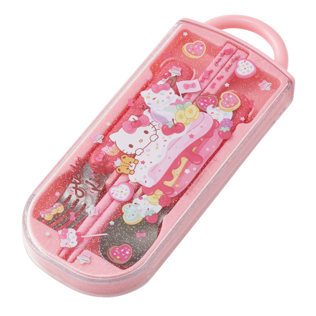 トリオセット 食洗機対応スライド式トリオ キティファンシー ( 食洗機対応 カトラリーセット お箸 抗菌 子供 日本製 食洗機OK カトラリー お弁当 弁当 幼稚園 保育園 給食 キッズ 抗菌加工 )