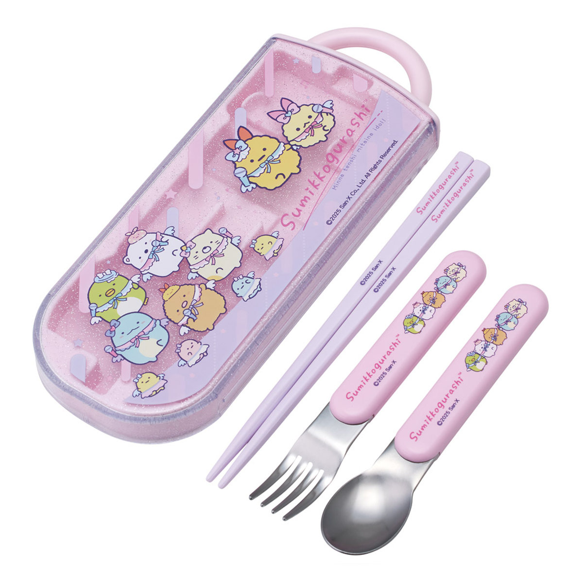 トリオセット 抗菌食洗対応トリオセット すみっコぐらし えびてんアイドル ( 食洗機対応 カトラリーセット お箸 AG 銀 抗菌 子供 日本製 食洗機OK カトラリー お弁当 弁当 幼稚園 保育園 給食 キッズ 抗菌加工 )