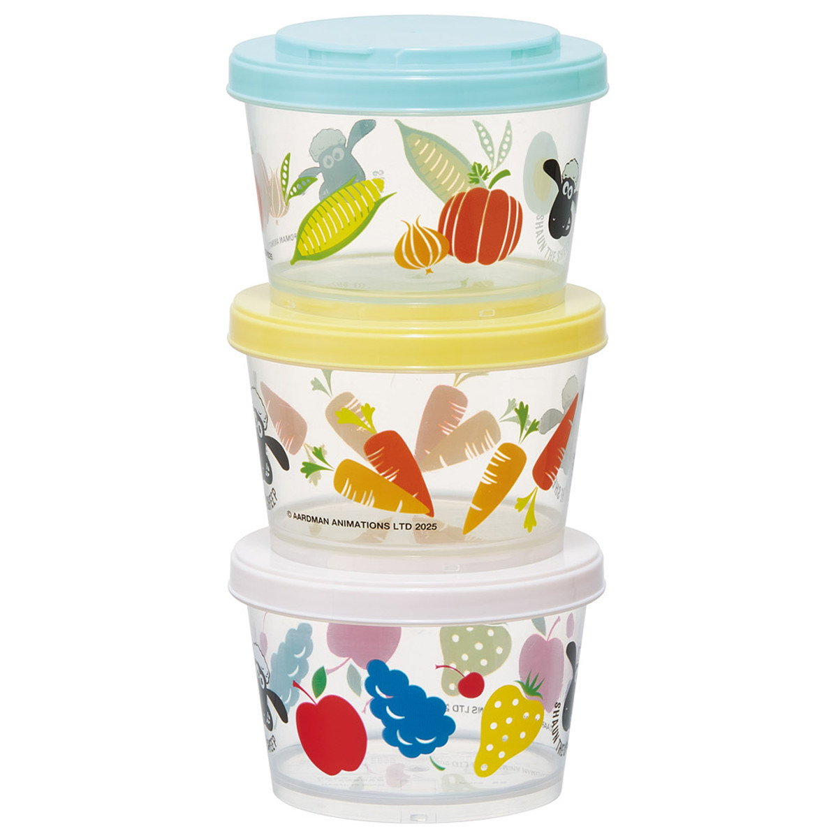 保存容器 薄肉保存容器 3個組み ひつじのショーン 240ml ( ランチボックス ラウンドコンテナ 電子レンジ対応 食洗機対応 冷凍 日本製 密閉 保存 容器 小物入れ 作り置き 常備菜 離乳食 持ち歩き ジョイント式 積み重ね )