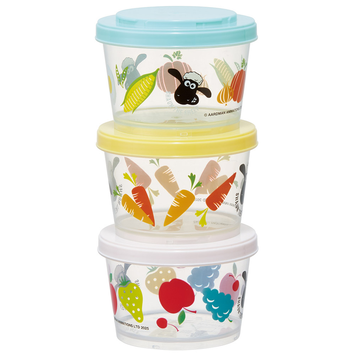 保存容器 薄肉保存容器 3個組み ひつじのショーン 240ml ( ランチボックス ラウンドコンテナ 電子レンジ対応 食洗機対応 冷凍 日本製 密閉 保存 容器 小物入れ 作り置き 常備菜 離乳食 持ち歩き ジョイント式 積み重ね )