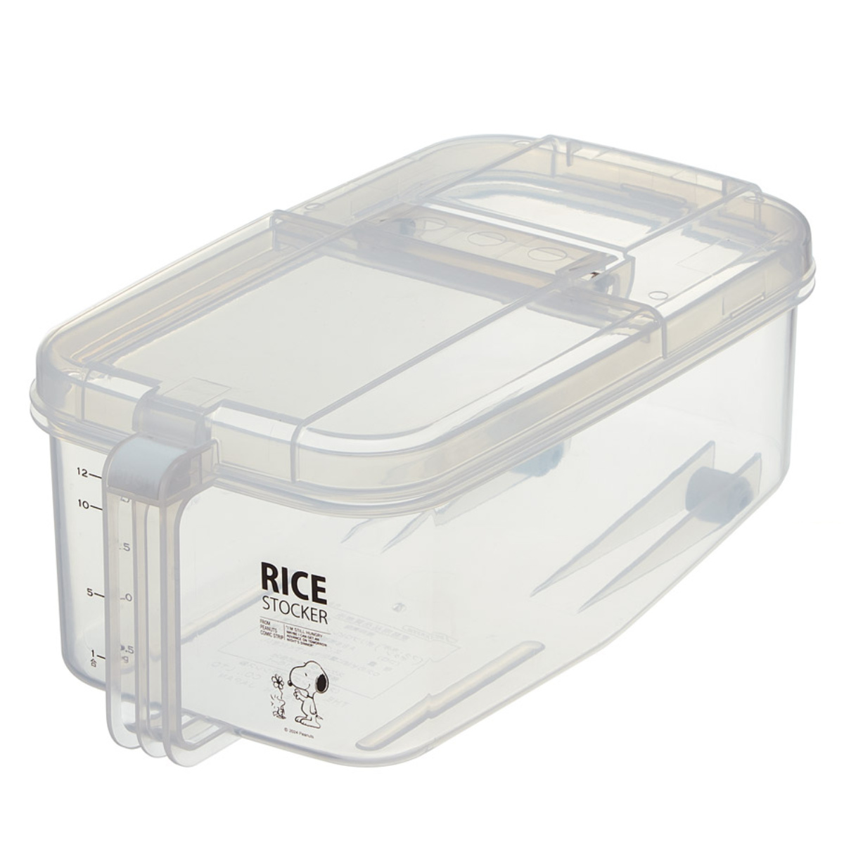 米櫃 2.5kg 冷蔵庫用 米びつ 横型 スヌーピー ( 計量カップ付き 目盛り付き 冷蔵庫 ライスボックス こめびつ おすすめ 無洗米対応 ライスストッカー 米ストッカー コメビツ お米収納 お米保存 キャスター付き キッチン収納 2.5キロ )