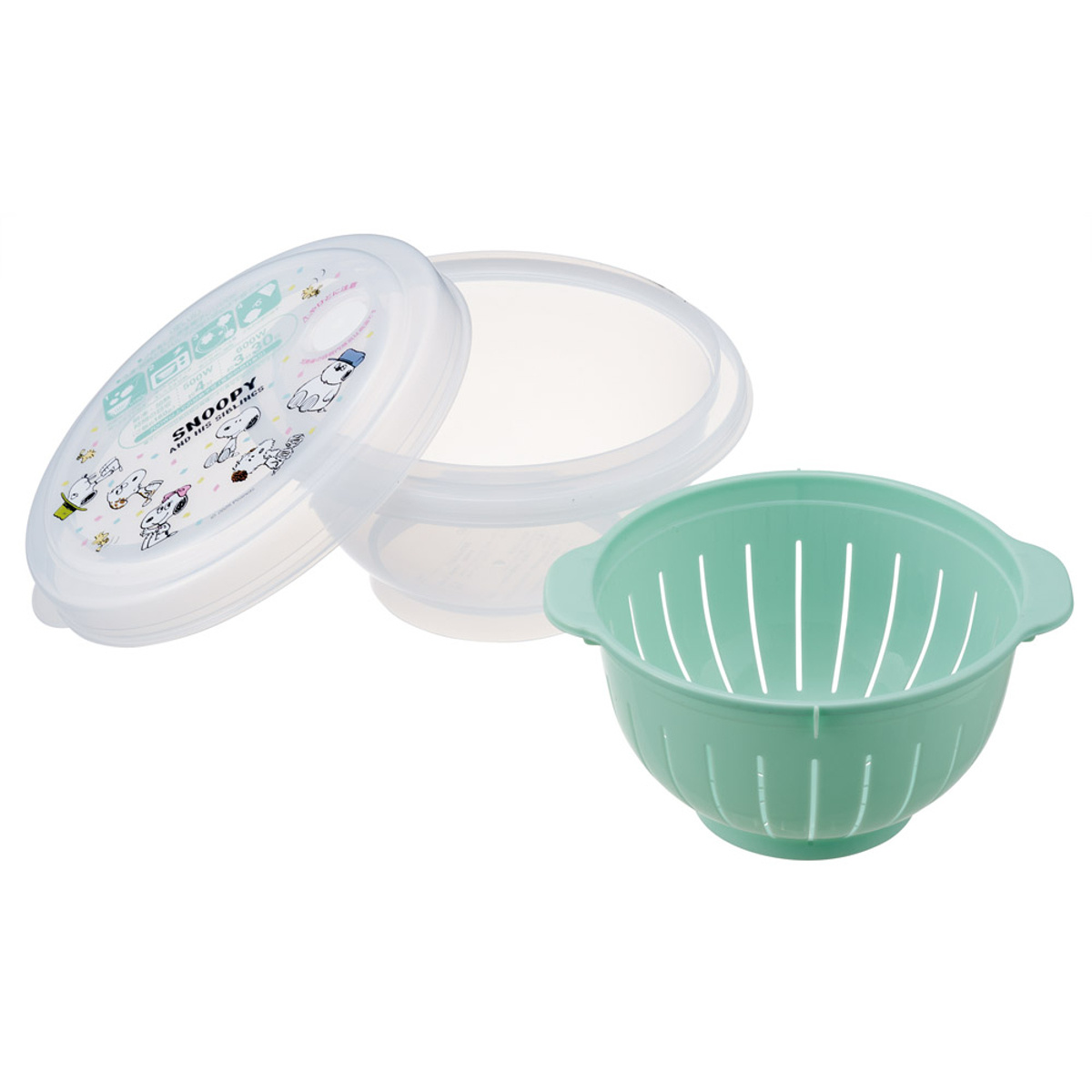 冷凍ごはん容器 270ml 薄肉 ごはん 保存容器 S お茶碗型 スヌーピー ( 冷凍ご飯容器 炊きたて レンジ対応 冷凍保存 冷蔵保存 日本製 キャラクター ザル付き すのこ 温め 冷凍ごはん 薄型 丸型 1杯分 少量 便利グッズ )