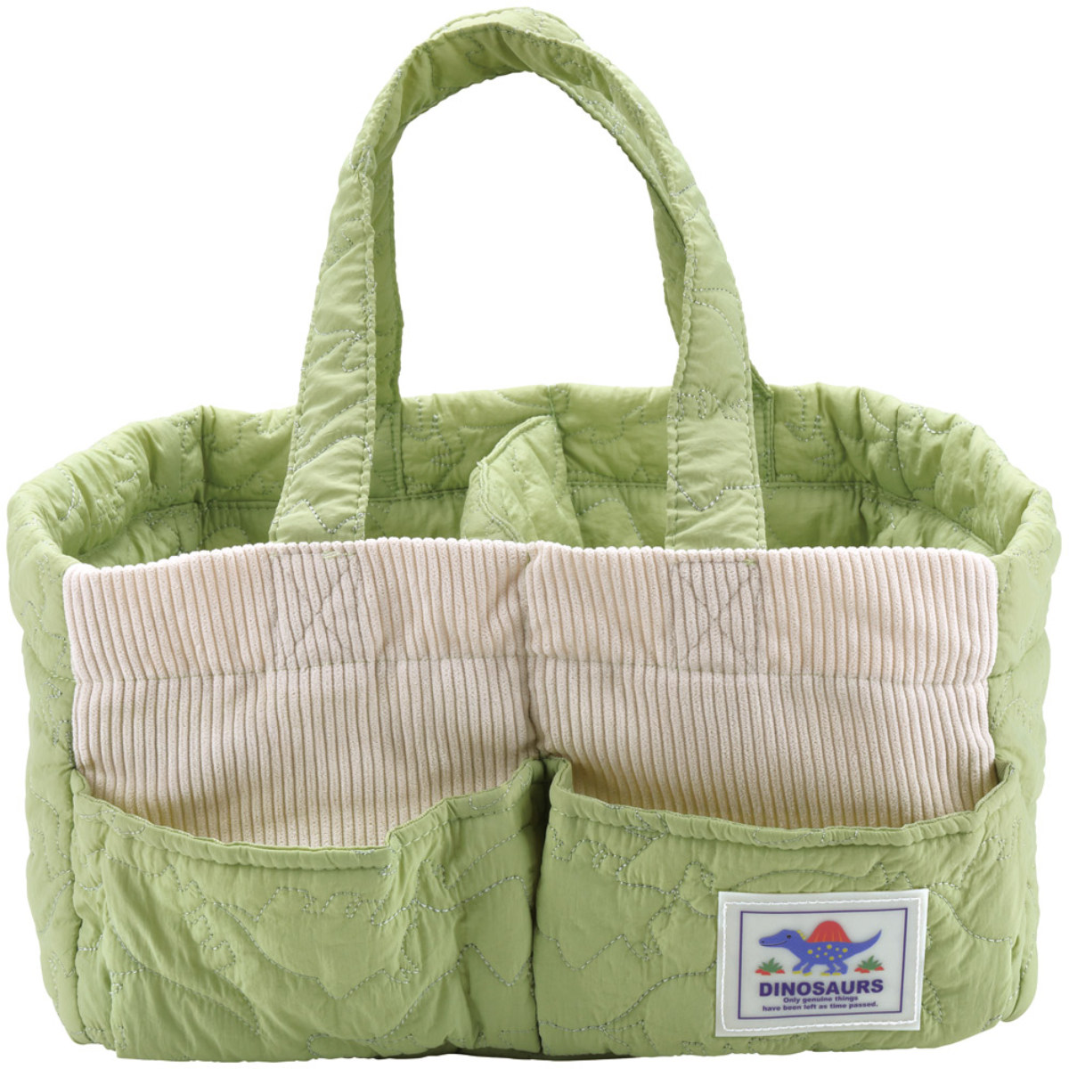 収納 おむつ イブル生地おむつストッカー ディノサウルス （ おむつ入れ おむつ収納 おむつストッカー オムツストッカー オムツ ストッカー 仕切り付き 持ち手 ポケット 仕切り 付き おもちゃ 着替え 小物収納 整理 便利 ）