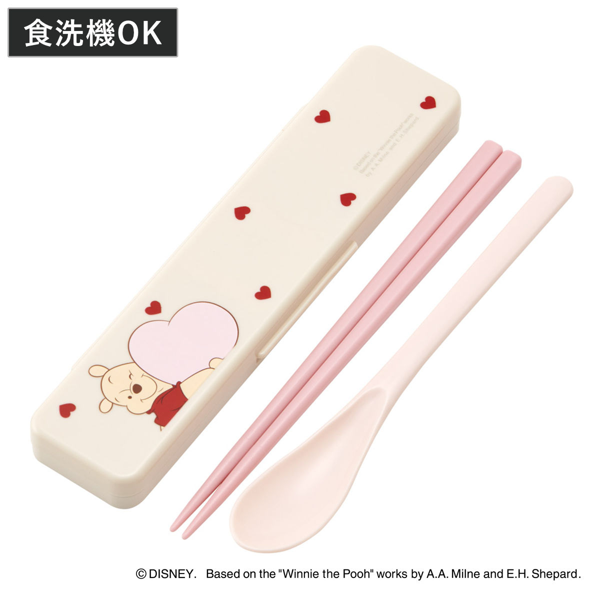 コンビセット プーHUGHEART ( くまのプーさん 食洗機対応 18センチ お箸 箸 スプーン 音の鳴らない カトラリー 日本製 食洗機OK カトラリーセット 持ち運び お弁当 弁当 箸箱 )