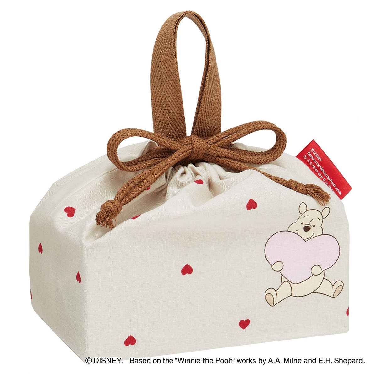 ランチ巾着 プーHUGHEART （ プーさん 弁当袋 お弁当袋 給食袋 巾着袋 ランチバッグ 子供 お弁当箱 日本製 弁当箱 弁当 給食 袋 弁当巾着 マチ 小物入れ 幼稚園 保育園 キッズ ）