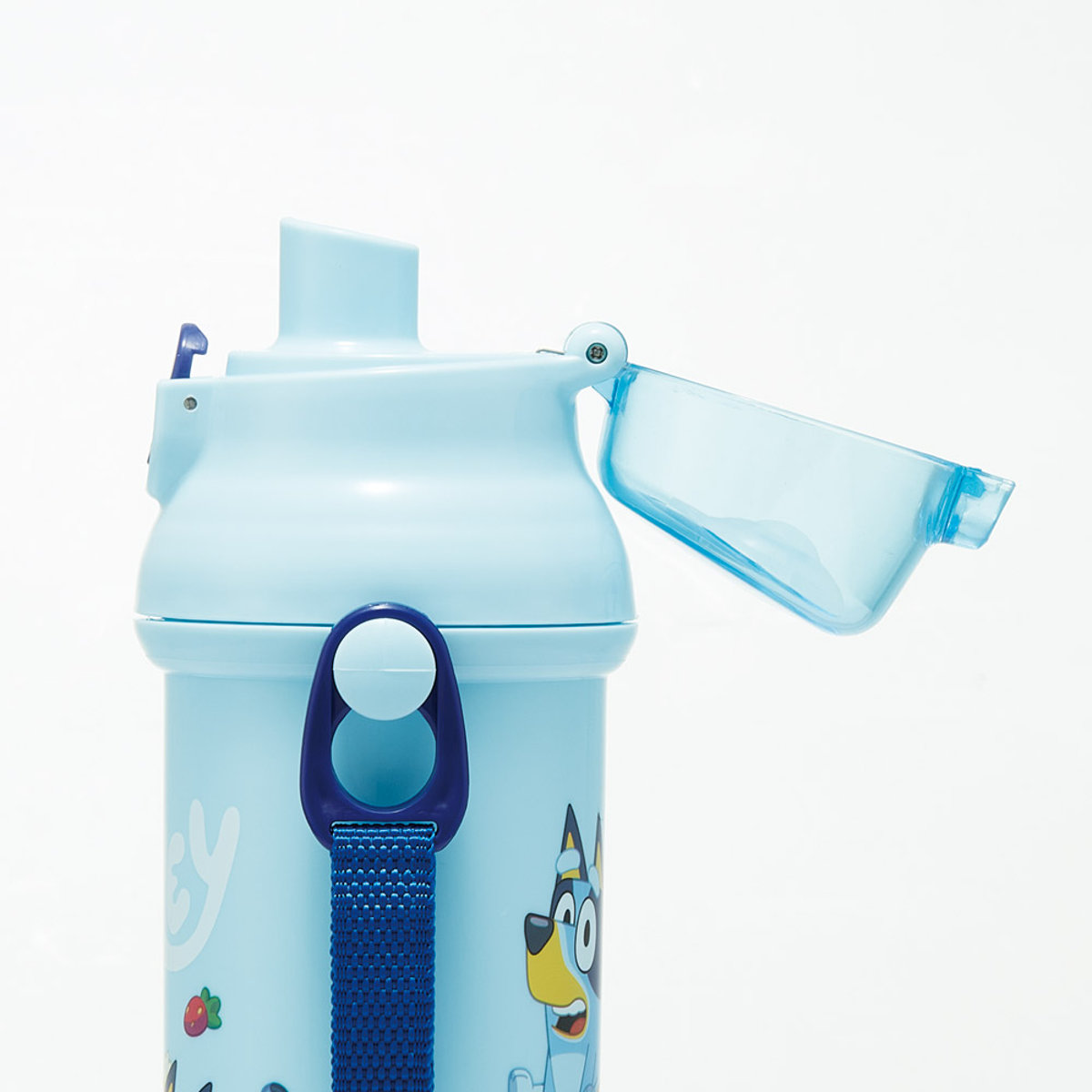 水筒 480ml 直飲プラワンタッチボトル ブルーイ ( 子供用 プラスチック製 ダイレクトボトル 直飲み ワンタッチ 日本製 ショルダーベルト付き 広口 軽量 ボトル ワンプッシュ )