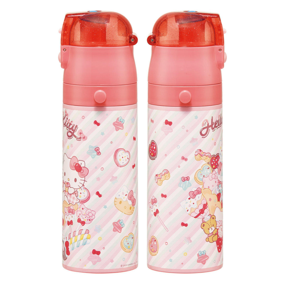 水筒 470ml 430ml 超軽量2WAYステンレスボトル キティファンシー ( 保冷 保温 直飲み コップ付き ワンプッシュ マグボトル コップ飲み 2way 子供用 すいとう ボトル キッズ ワンタッチ ステンレス 超軽量 軽量 )