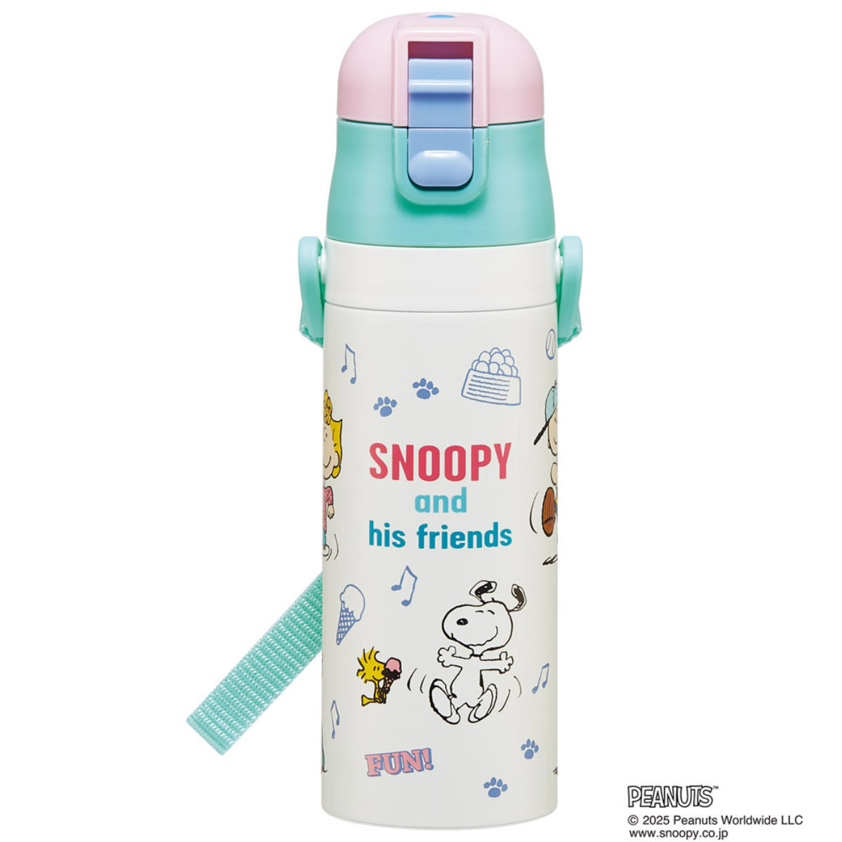 水筒 470ml 超軽量ダイレクトボトル スヌーピー ファンフレンズ ( 保冷 軽量 直飲み ワンタッチ ステンレスボトル 子供用水筒 子供 直のみ 軽い 超軽量 ワンプッシュ ダイレクトボトル ダイレクト ボトル ステンレス )