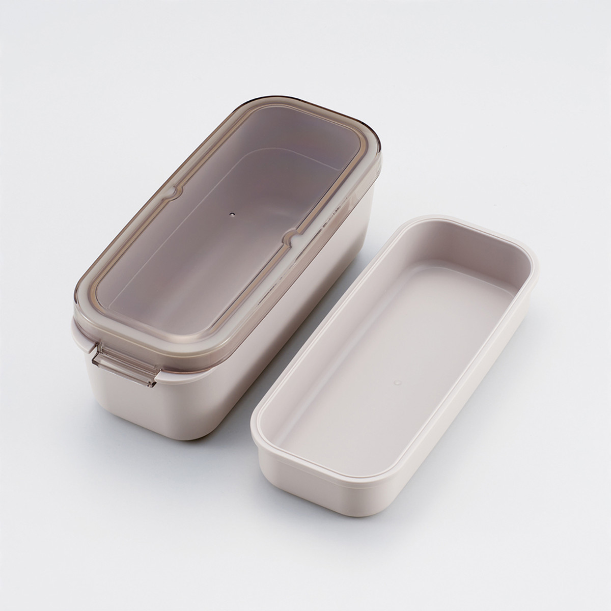 弁当箱 930ml ラク洗2段ランチボックス パッキン一体 ( お弁当箱 ランチボックス レンジ対応 食洗機対応 2way 日本製 レンジOK 食洗機OK 一段 二段 弁当 お弁当 洗いやすい 大人 子ども ) 【サンドホワイト】 サンドホワイト