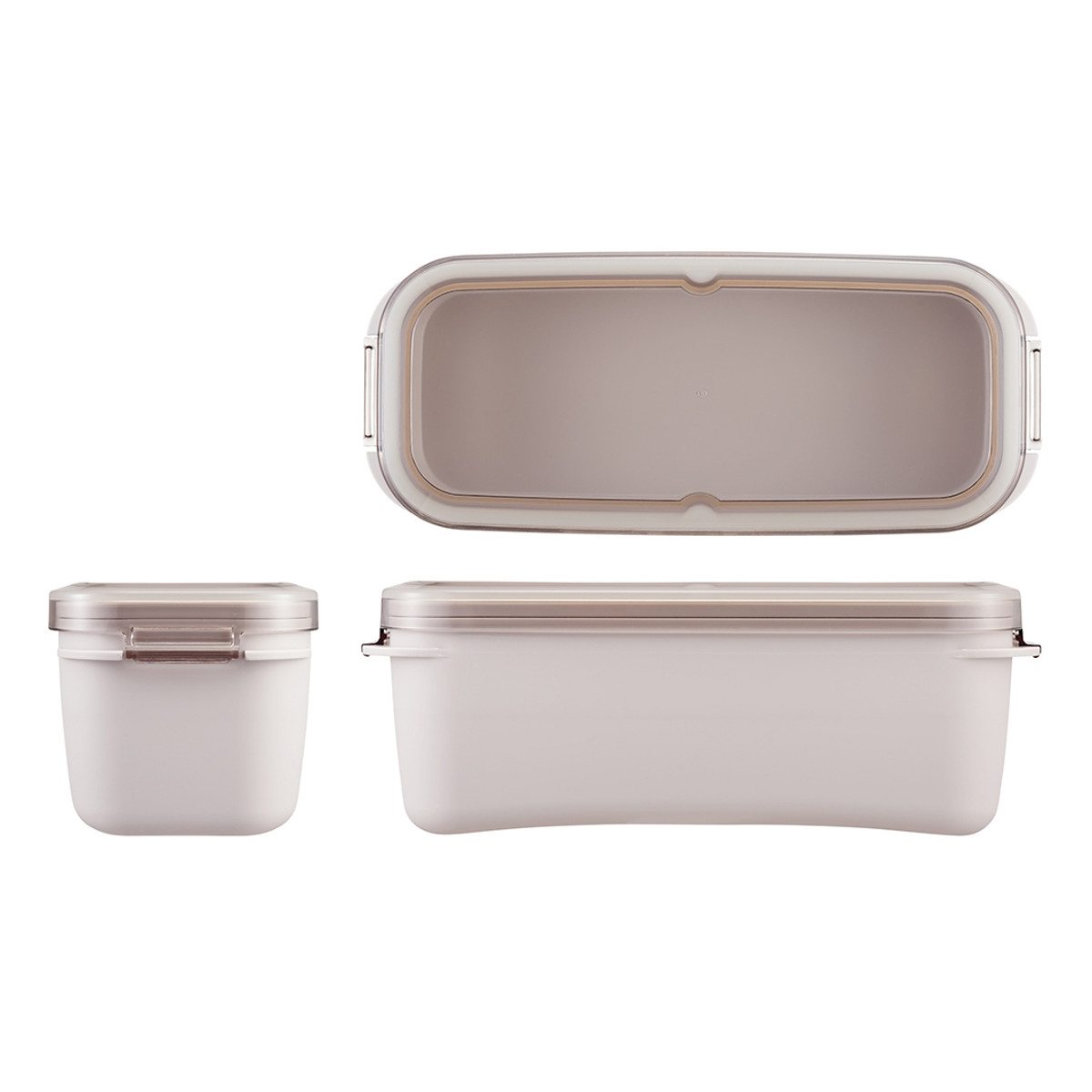 弁当箱 930ml ラク洗2段ランチボックス パッキン一体 ( お弁当箱 ランチボックス レンジ対応 食洗機対応 2way 日本製 レンジOK 食洗機OK 一段 二段 弁当 お弁当 洗いやすい 大人 子ども ) 【サンドホワイト】 サンドホワイト