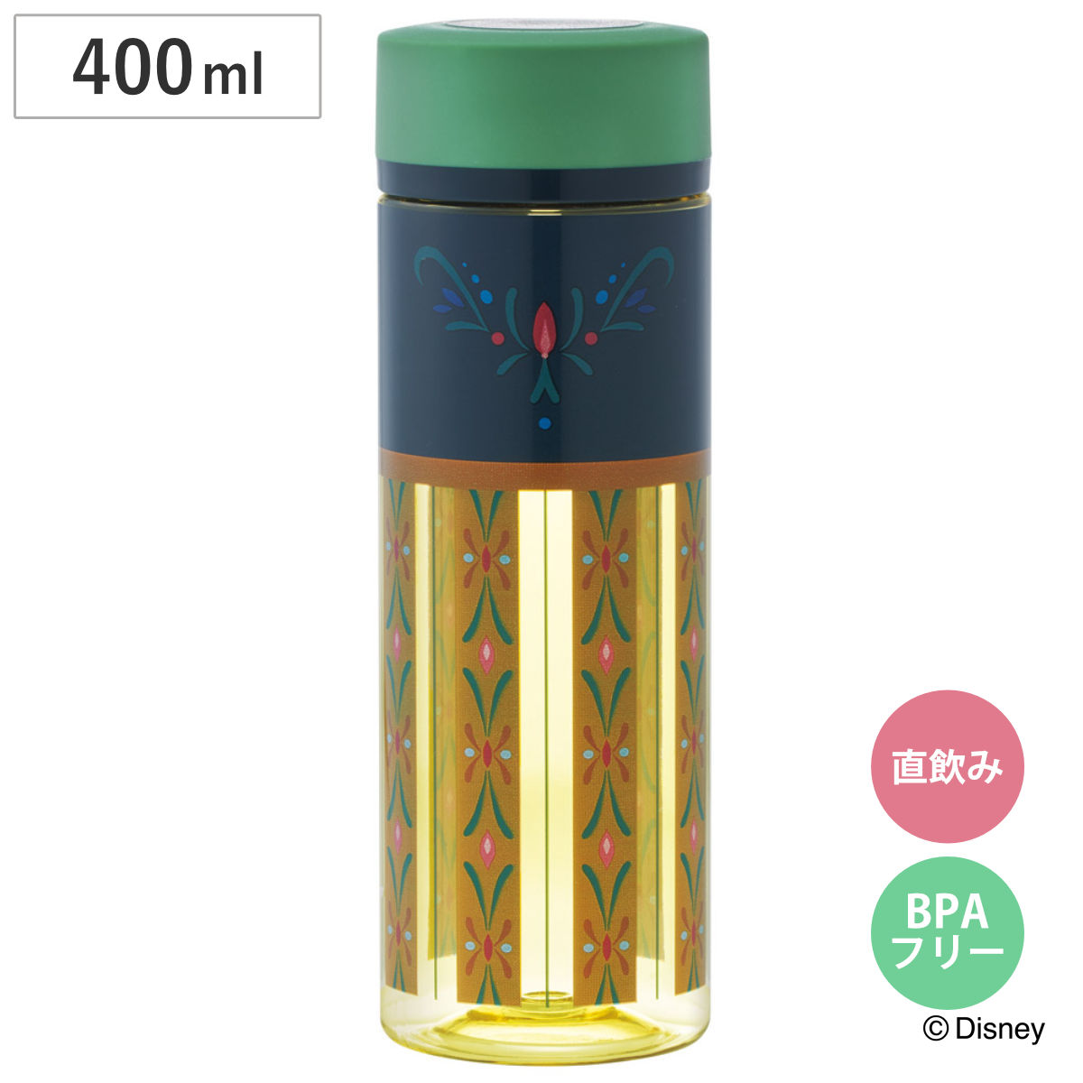 水筒 400ml シンプルデザインブローボトル アナと雪の女王 アナ ドレス （ 直飲み プラボトル ダイレクトボトル マグボトル 常温 軽量 直のみ マグ ボトル スリム 健康 ドリンク ミニボトル クリアボトル ）