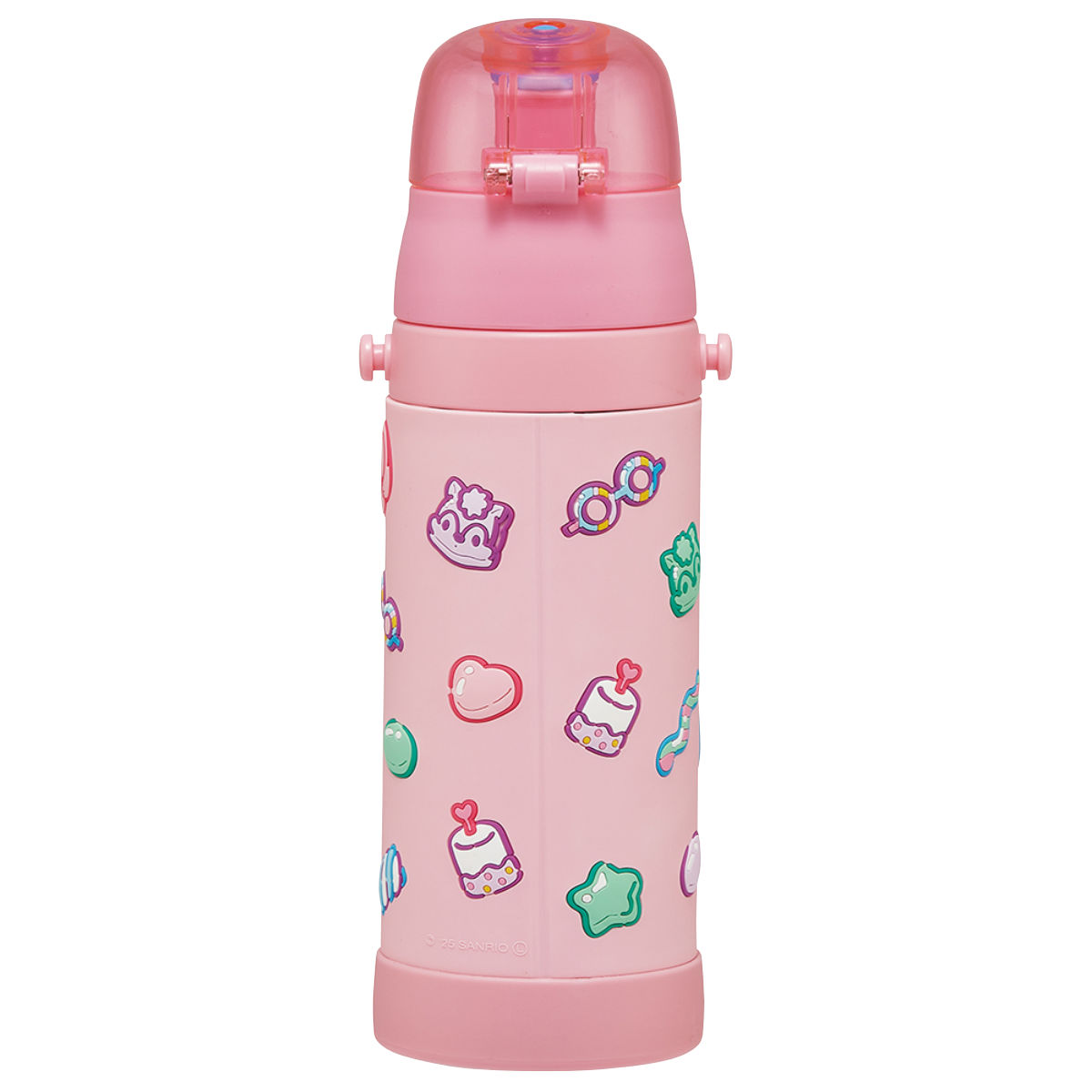 水筒 480ml 3Dロック付ダイレクトボトル マイメロディマシュグミ ( 直飲み ステンレス 3D ダイレクトボトル 保冷 子供 幼稚園 保育園 ボトル ワンプッシュボトル 子供用水筒 直のみ ワンタッチ キッズ ショルダーベルト付き )