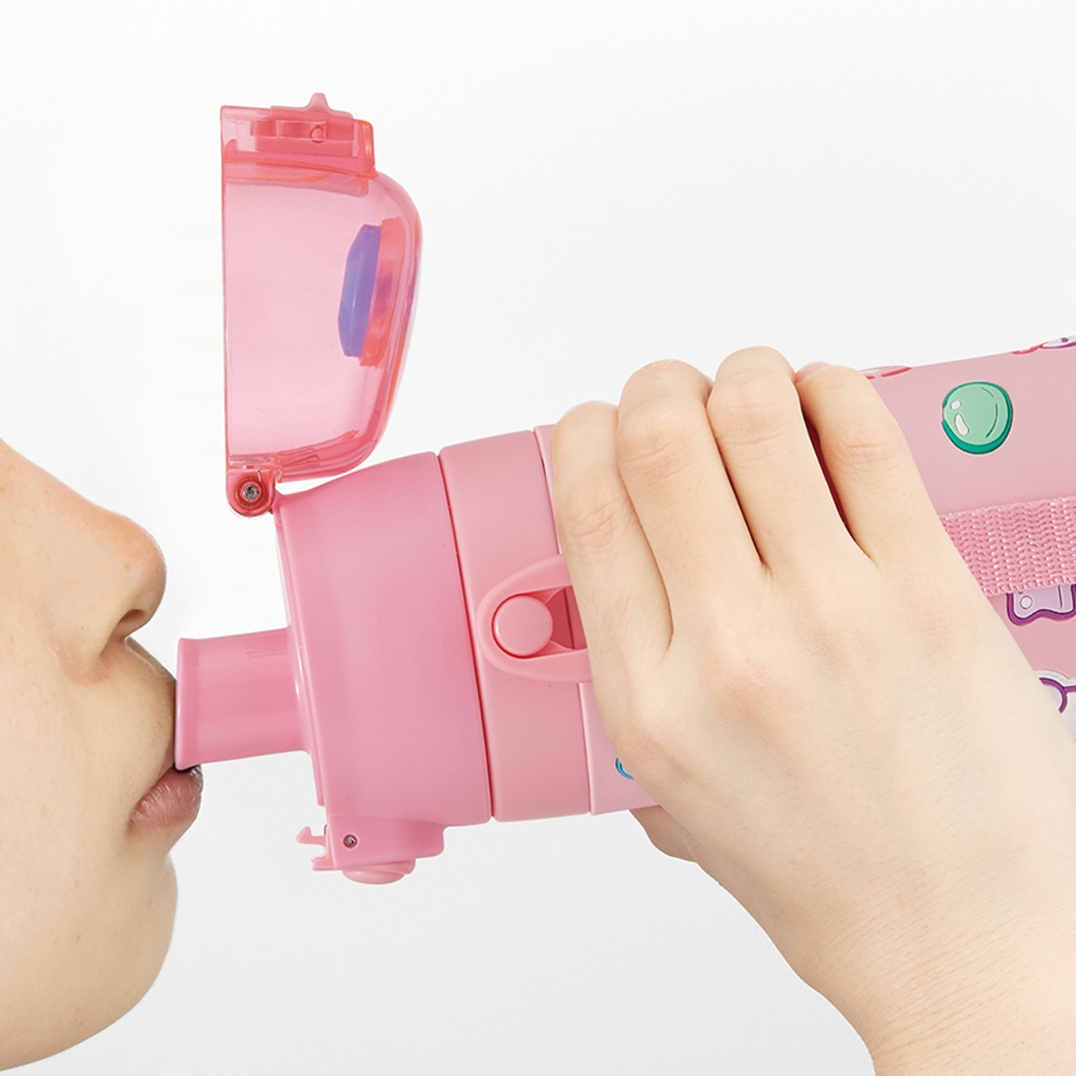 水筒 480ml 3Dロック付ダイレクトボトル マイメロディマシュグミ ( 直飲み ステンレス 3D ダイレクトボトル 保冷 子供 幼稚園 保育園 ボトル ワンプッシュボトル 子供用水筒 直のみ ワンタッチ キッズ ショルダーベルト付き )