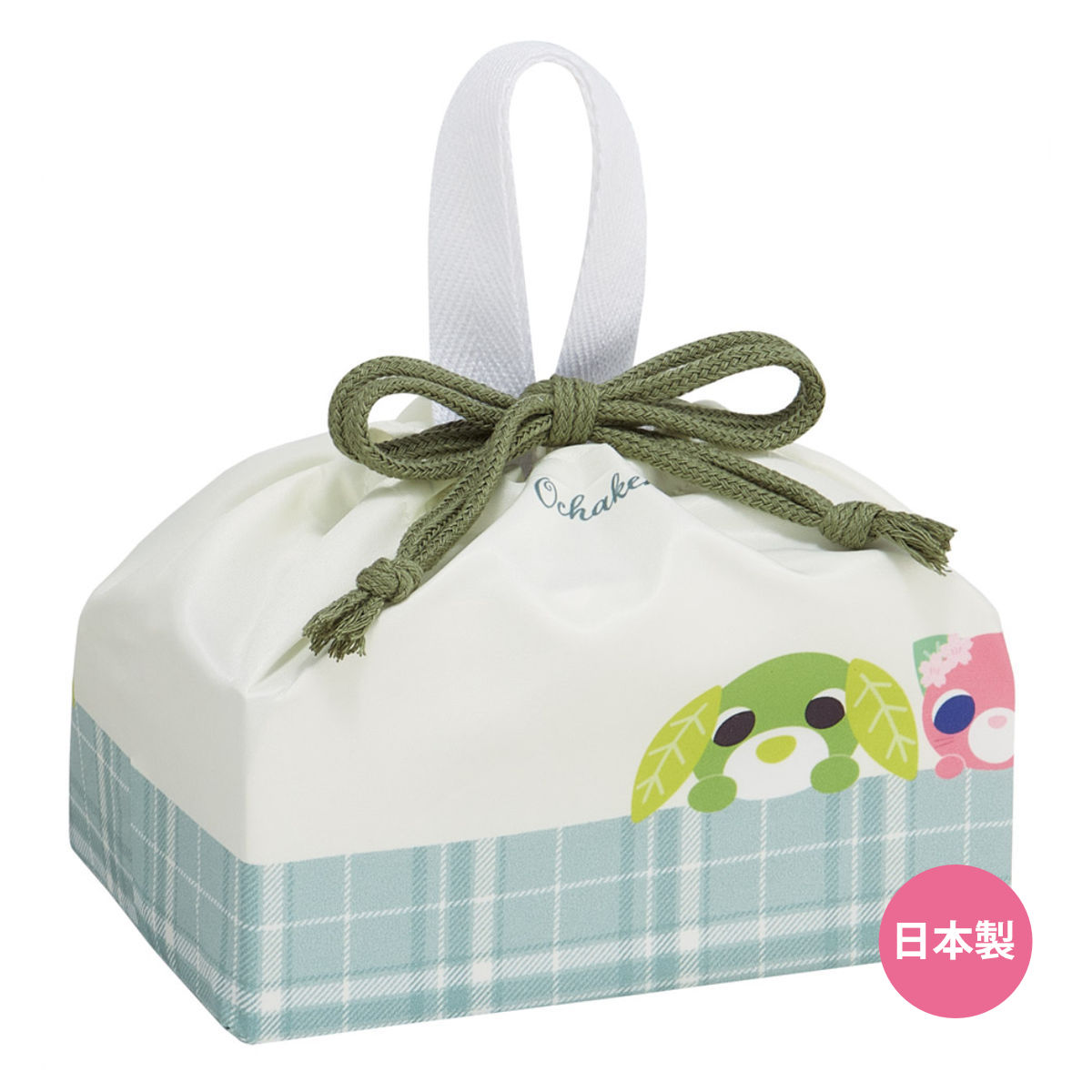 弁当袋 ランチ巾着 お茶犬 （ お弁当袋 給食袋 巾着袋 ランチバッグ 子供 お弁当箱 日本製 弁当箱 弁当 給食 袋 弁当巾着 マチ 小物入れ 幼稚園 保育園 キッズ ）