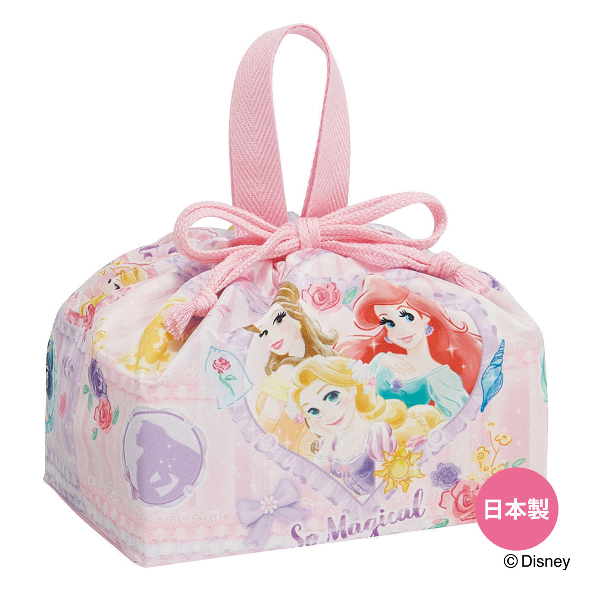 弁当袋 ランチ巾着 プリンセス26 （ お弁当袋 給食袋 巾着袋 ランチバッグ 子供 お弁当箱 日本製 弁当箱 弁当 給食 袋 弁当巾着 マチ 小物入れ 幼稚園 保育園 キッズ ）