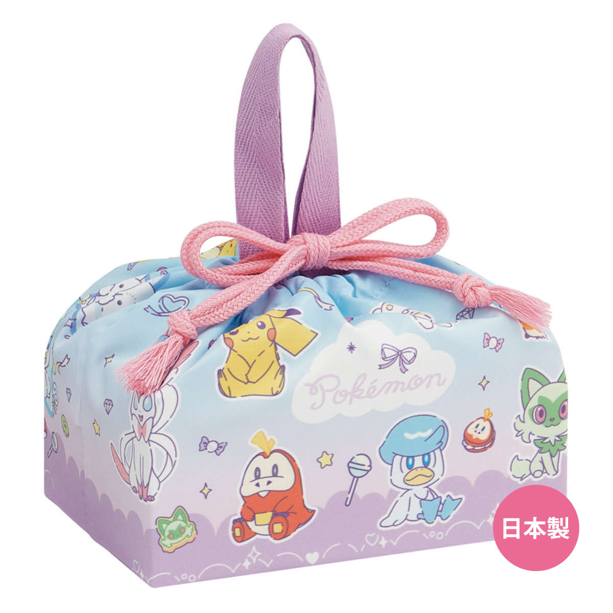 弁当袋 ランチ巾着 ポケモン ファンシー （ お弁当袋 給食袋 巾着袋 ランチバッグ 子供 お弁当箱 日本製 弁当箱 弁当 給食 袋 弁当巾着 マチ 小物入れ 幼稚園 保育園 キッズ ）