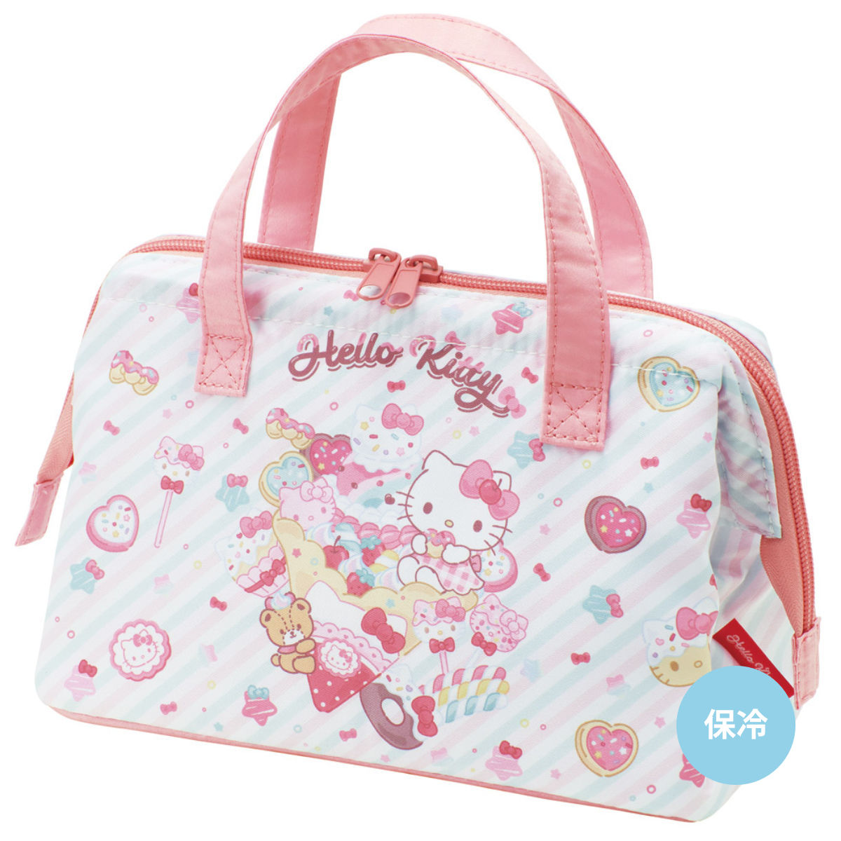 保冷ランチバッグ 子供用がま口ランチバッグ キティファンシー ( がま口型 保冷バッグ 保冷 弁当袋 お弁当袋 お弁当入れ Wファスナー お弁当箱 弁当 袋 持ち運び おべんとう袋 )