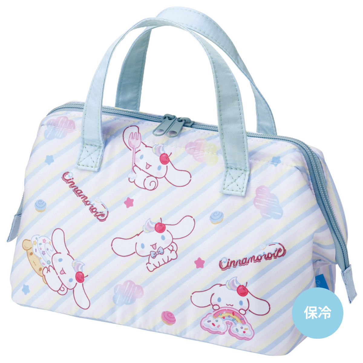 がま口型ランチバッグ 子供用がま口ランチバッグ シナモロールファンシー （ がま口型 保冷バッグ 保冷ランチバッグ 保冷 弁当袋 お弁当袋 お弁当入れ Wファスナー お弁当箱 弁当 袋 持ち運び おべんとう袋 ）