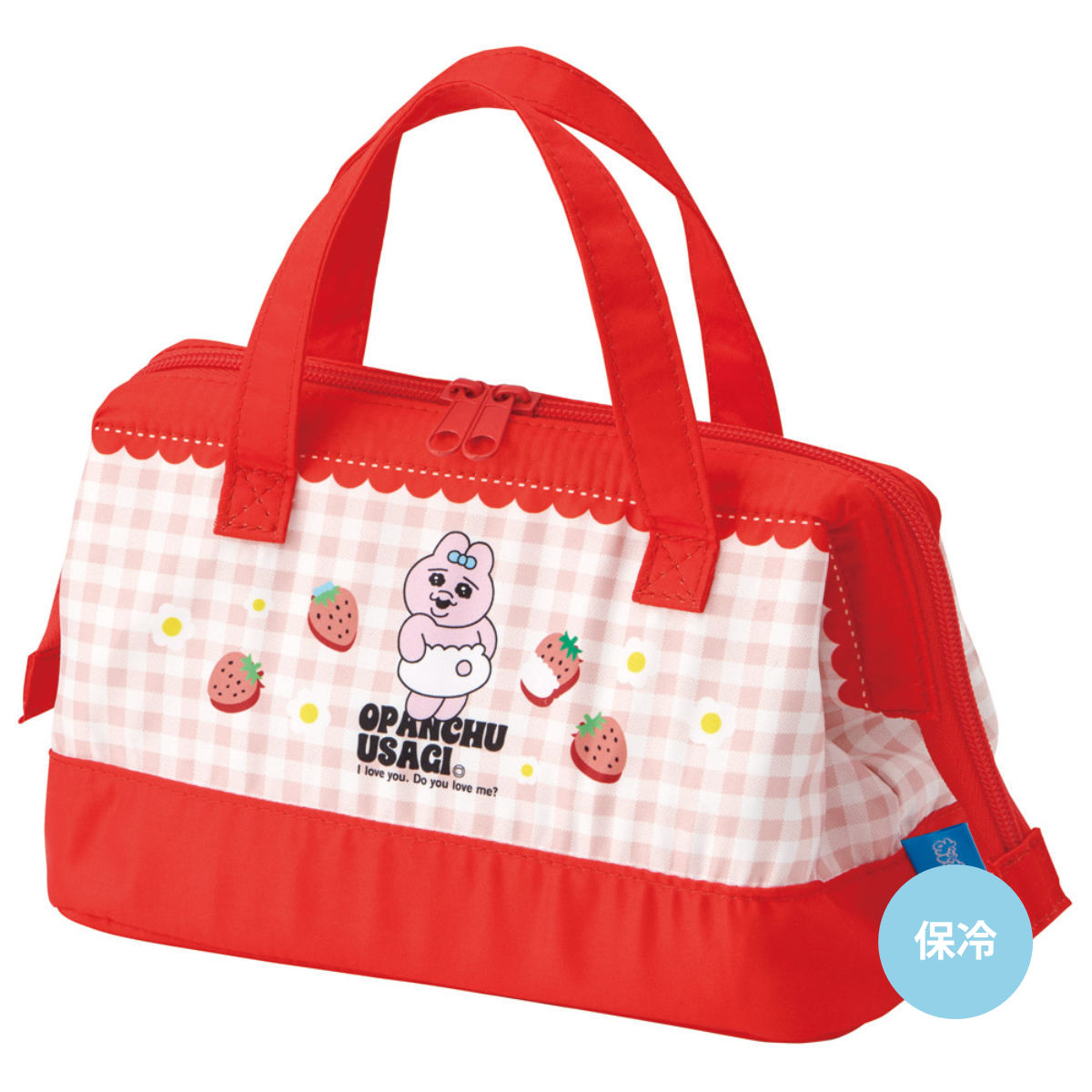 がま口型ランチバッグ 子供用がま口ランチバッグ おぱんちゅうさぎ いちご ( がま口型 保冷バッグ 保冷ランチバッグ 保冷 弁当袋 お弁当袋 お弁当入れ Wファスナー お弁当箱 弁当 袋 持ち運び おべんとう袋 )