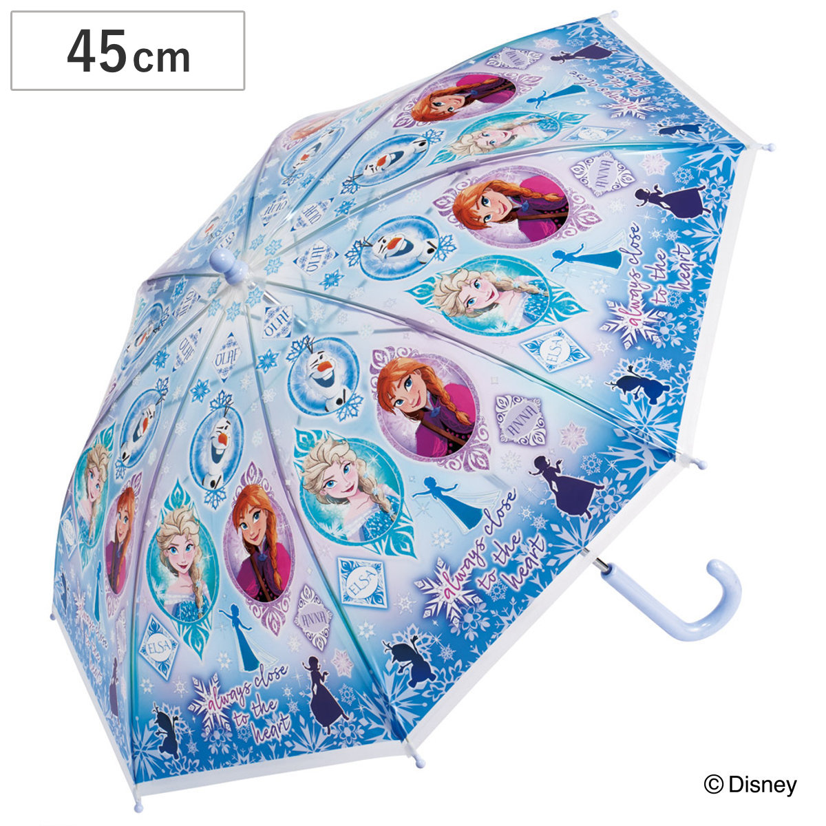 傘 子ども用傘 子ども用ビニール傘 45cm 傘45cm アナと雪の女王 （ ビニール傘 かさ 軽量 丈夫 折れにくい 手開き 安全カバー 子供用 カサ 5～8歳 軽い ネームタグ 幼児 小学生 適応身長 105?125cm キャラクター ）