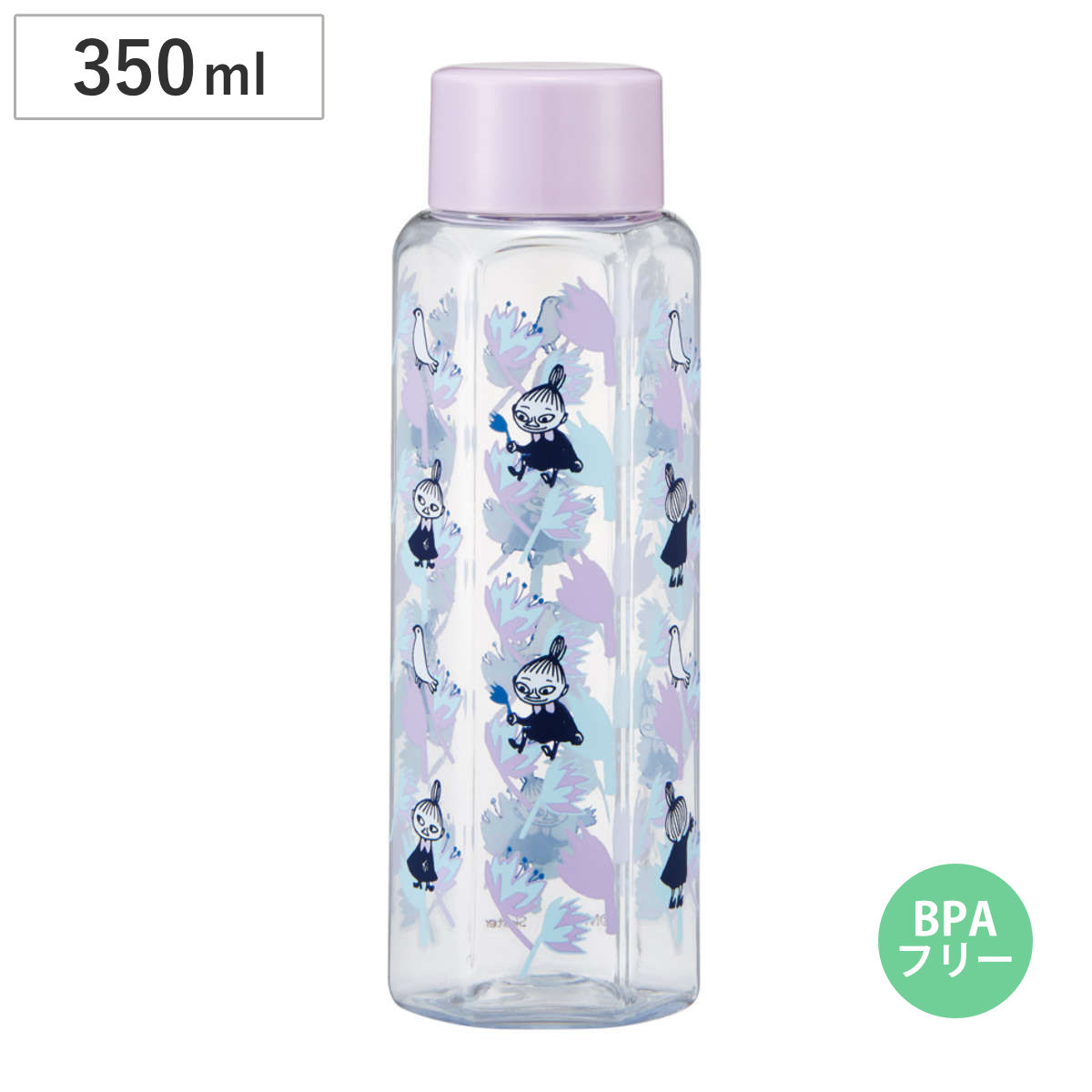 水筒 350ml 六角ブローボトル リトルミイ フラワー 子供用 （ 直飲み プラボトル ダイレクトボトル マグボトル 常温 軽量 クリア BPAフリー 直のみ マグ ボトル スリム 健康 ドリンク クリアボトル ウォーターボトル かわいい ）