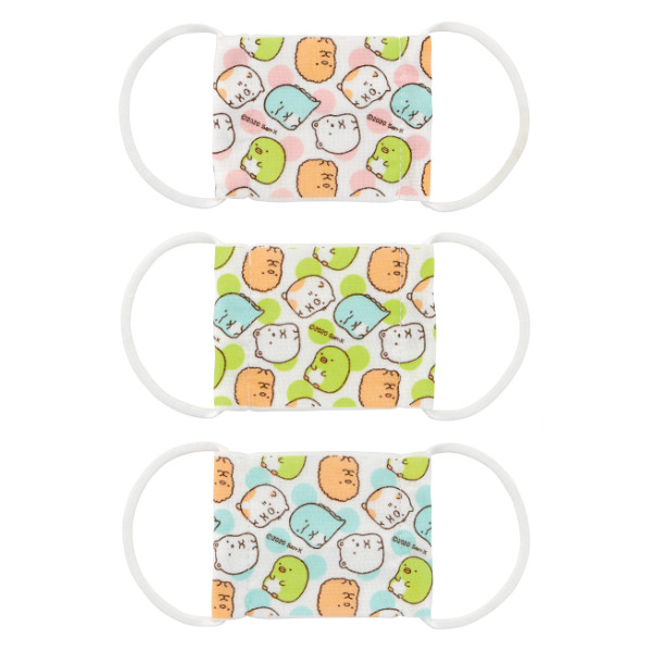 マスク 赤ちゃん すみっコぐらし 3枚 セット ガーゼマスク ベビー ( ベビーマスク ベビー用マスク ベビー用ガーゼマスク 布マスク 小さめ すみっこぐらし 抗菌 防臭 洗える 綿100% ガーゼ ベビー用 キャラクター )