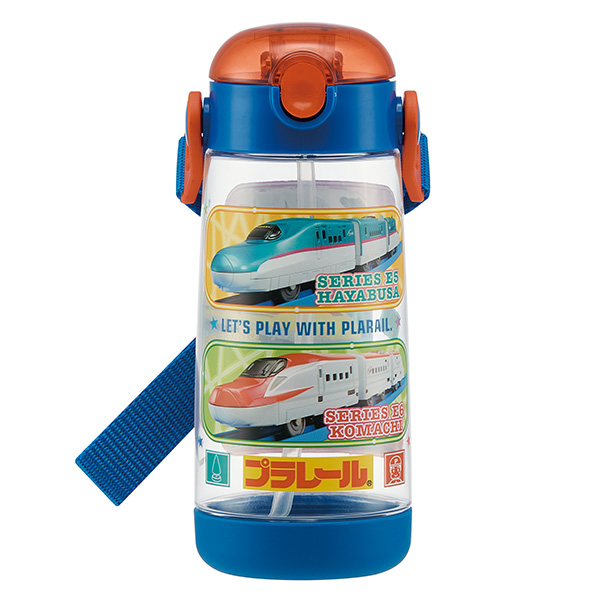 Lohaco 水筒 プラスチック ストロー ストローホッパー プラレール 480ml 子供 軽量 保冷 幼稚園 保育園 保冷専用 ワンタッチ ストローボトル 電車 はやぶさ かがやき こまち ドクターイエロー ショルダーベルト付き ワンプッシュボトル 水筒 マグボトル