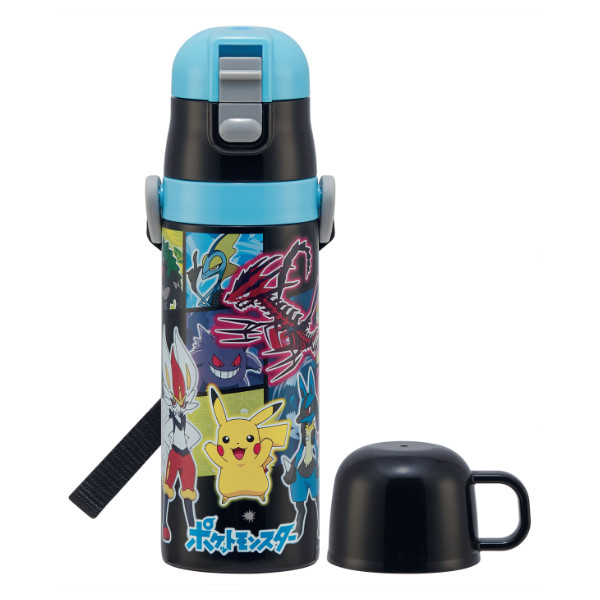 Lohaco 水筒 2way 直飲み コップ 超軽量 ポケットモンスター 430ml ポケモン ステンレスボトル 保温 保冷 軽量 子供 キャラクター キッズ コップ付き 直のみ ダイレクトボトル 子供用 幼稚園 保育園 水筒 マグボトル リビングート ロハコ店