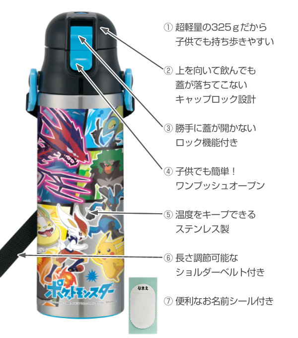 Dショッピング 水筒 直飲み ステンレス 超軽量 ポケットモンスター 580ml 子供 ポケモン ワンタッチボトル ステンレスボトル 保冷 直のみ キッズ 肩 ショルダー ベルト 幼稚園 保育園 子供用 軽い キャラクター ワンタッチ カテゴリ 水筒の販売できる商品