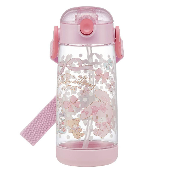 水筒 ストロー ワンプッシュ プラスチック ぼんぼんりぼん くまさん 480ml 子供 ストローボトル プラスチック製 保育園 キッズ ワンタッチ 新色追加 サンリオ ワンプッシュボトル 透明 子供用水筒 キャラクター 幼稚園 軽量