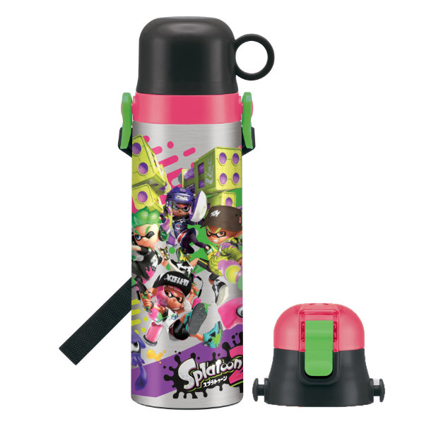 水筒 キッズ ステンレス 570ml 軽量 直飲み コップ 2way スプラトゥーン2 Splatoon2 ステンレスボトル 保冷 保育園 ショルダー 直のみ ツーウェイ 幼稚園 保温 ベルト 新色 ダイレクトボトル 肩 すいとう 子供用
