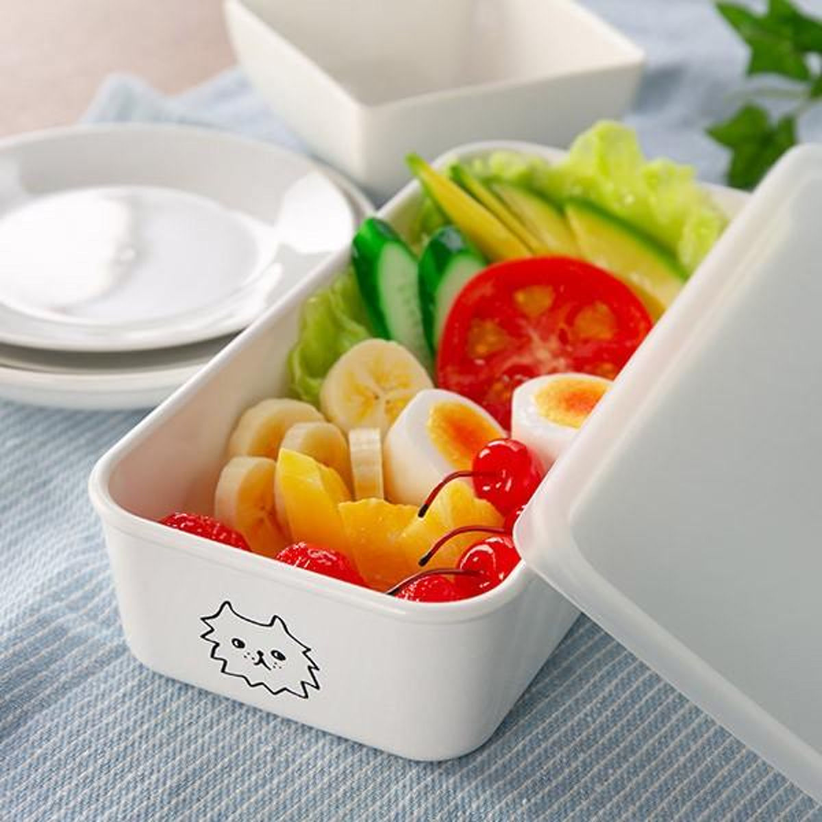 保存容器 1L 猫柄 レクタングル PFF NECO スクエアストッカー L-1 樹脂製 ( 保存 容器 フードストッカー キャニスター 電子レンジ対応 冷凍庫対応 食洗器対応 ストッカー スタッキング 白 おしゃれ ネコ ねこ 猫 )