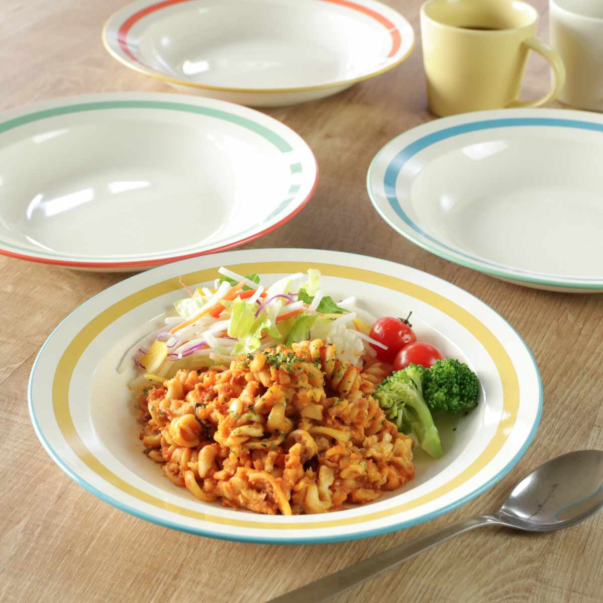 クーププレート 24cm Linea ( 食洗機対応 電子レンジ対応 深皿 皿 お皿 大皿 軽い 割れにくい カレー皿 パスタ皿 ピラフ チャーハン サラダ おしゃれ ) 【グリーン】 グリーン