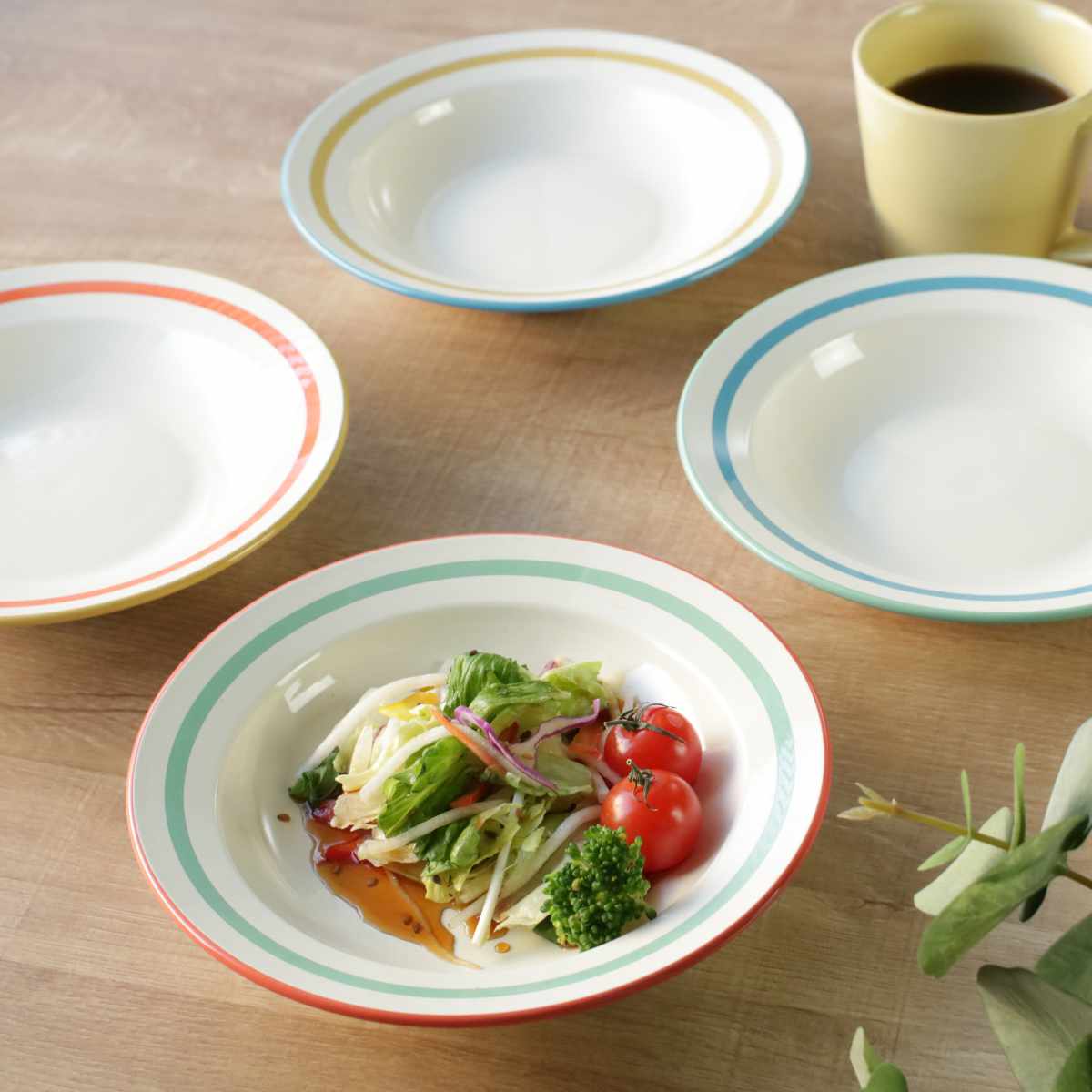 クーププレート 18cm Linea ( 食洗機対応 電子レンジ対応 深皿 皿 お皿 中皿 軽い 割れにくい ピラフ チャーハン サラダ 煮込み料理 おしゃれ ) 【グリーン】 グリーン